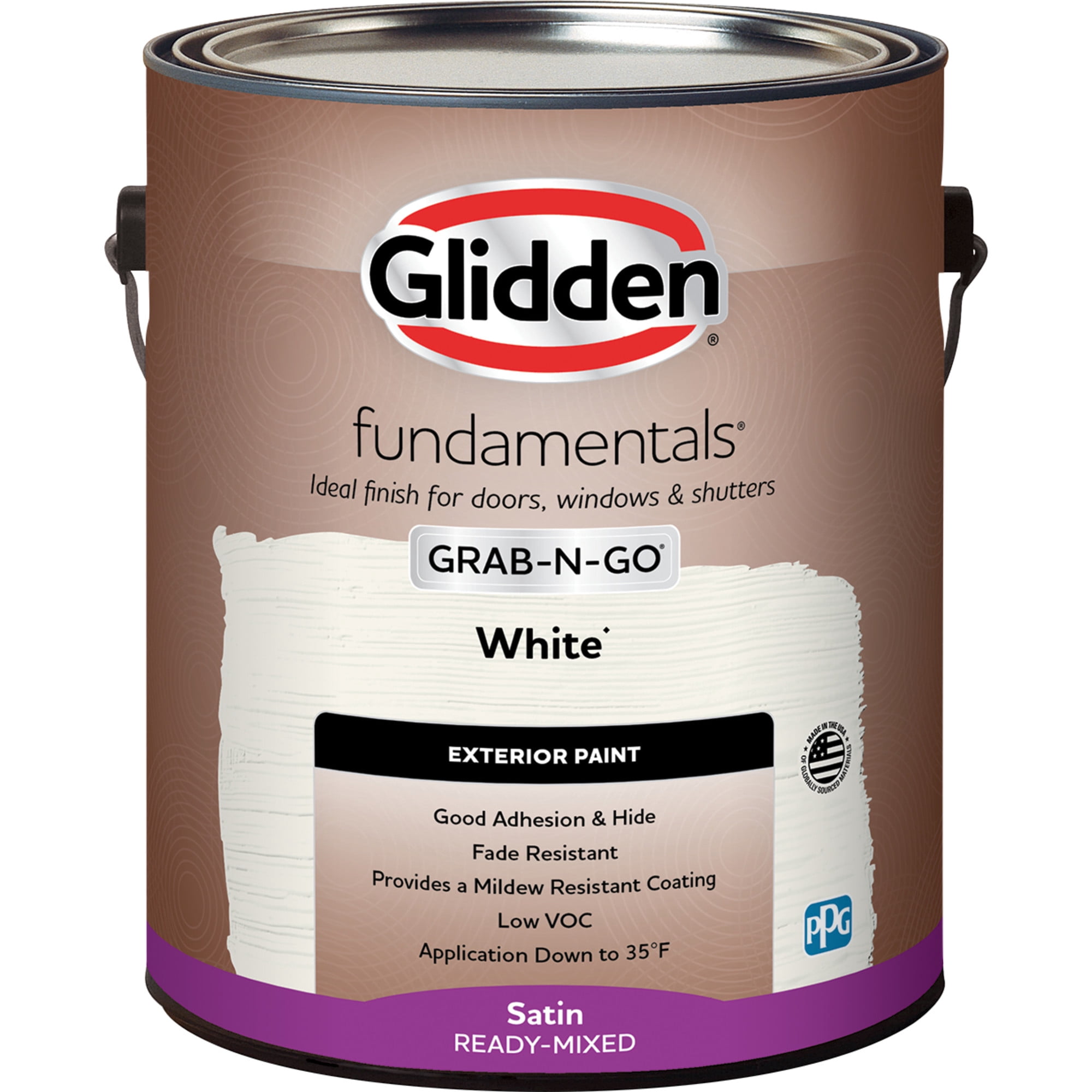 Glidden Fundamentals Grab-N-Go White Satin Exterior Paint, 1 Gallon
