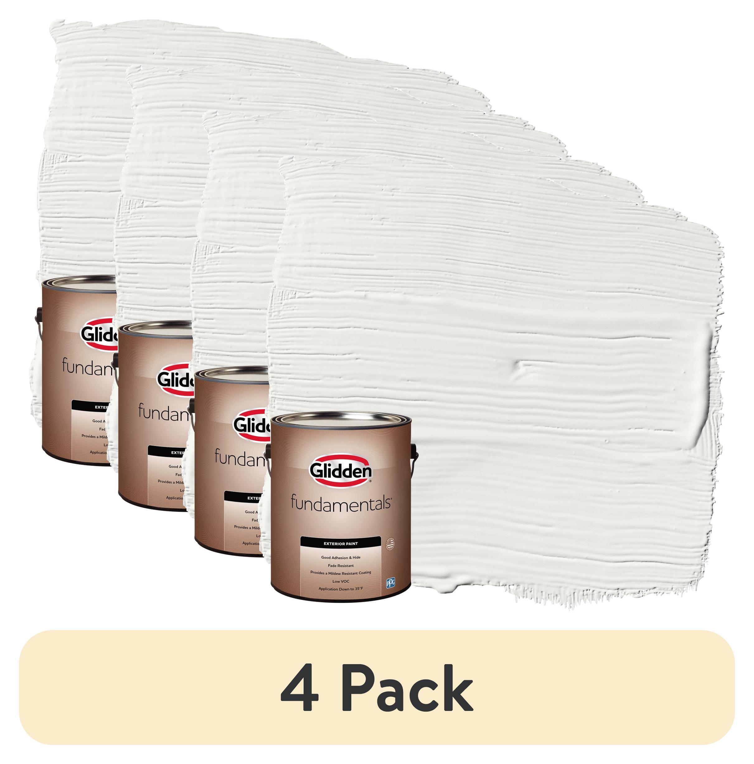 (4 pack) Glidden Fundamentals Exterior Paint White, Semi-Gloss, 1 Gallon