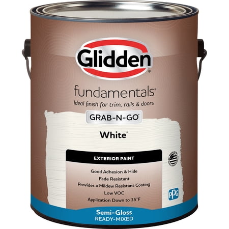 Glidden Fundamentals Grab-N-Go White Semi-Gloss Exterior Paint, 1 Gallon