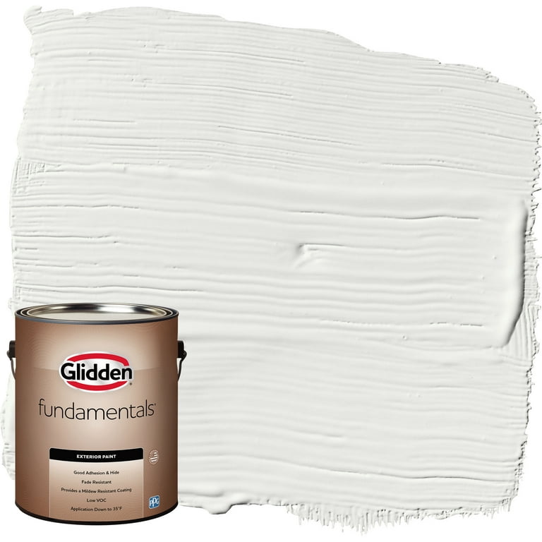 Glidden Fundamentals Exterior Paint White, Semi-Gloss, 1 Gallon
