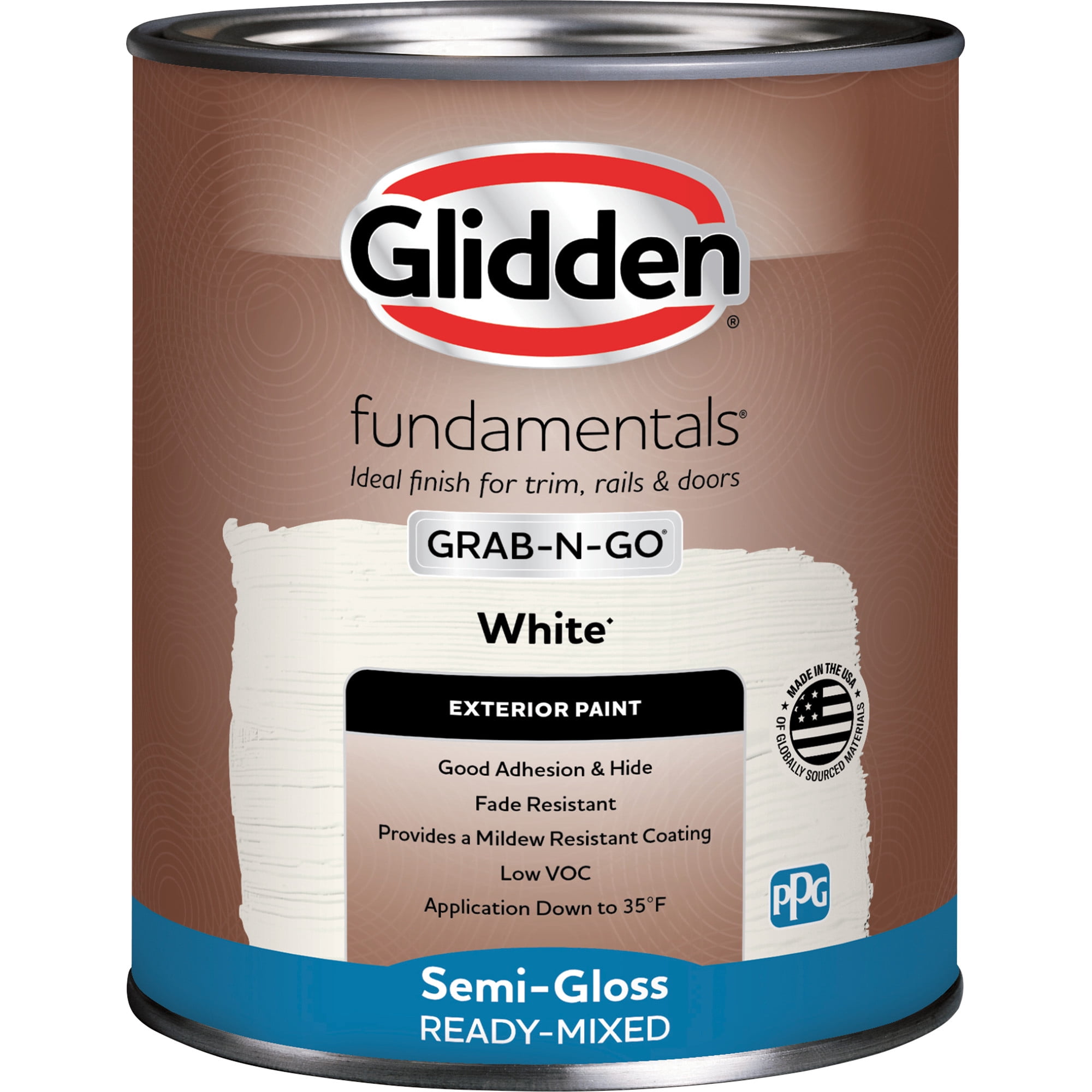 Glidden Fundamentals Grab-N-Go White Semi-Gloss Exterior Paint, 1 Quart