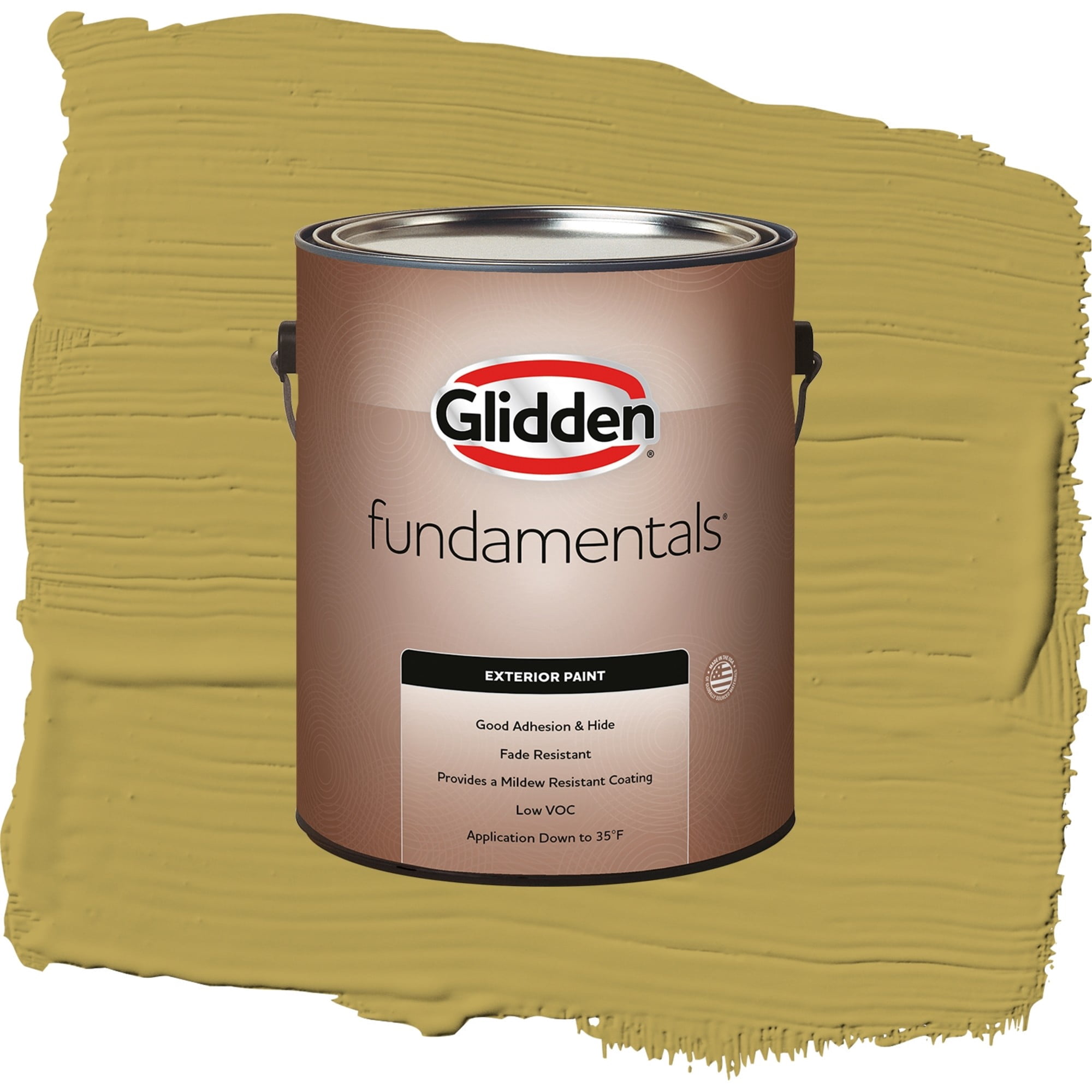 Glidden Fundamentals Woolen Mittens / Green, Flat Exterior Paint, 1 Gallon
