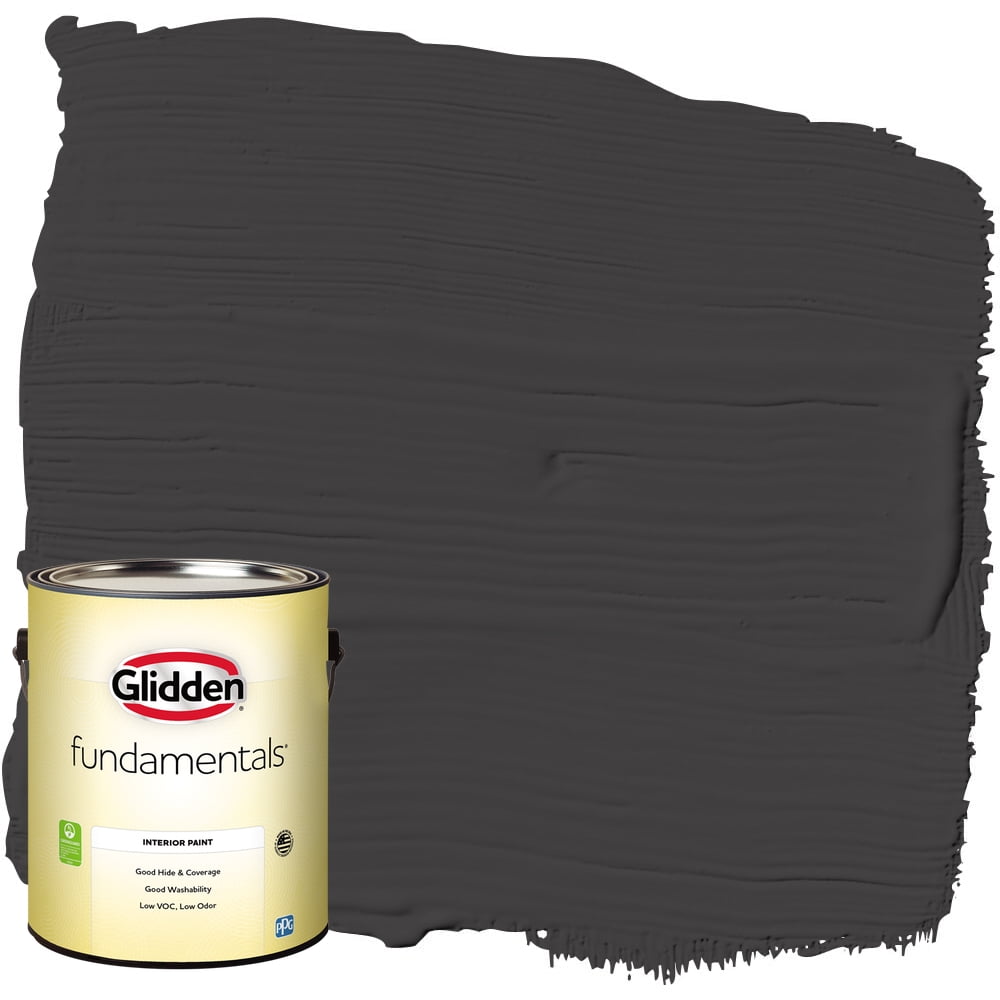 Glidden Fundamentals Black Magic / Black Semi-Gloss Interior Paint, 1 Gallon