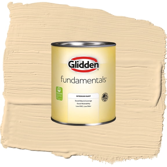 Glidden Fundamentals Chai Tea Latte / Yellow, Flat Interior Paint, 1 Quart