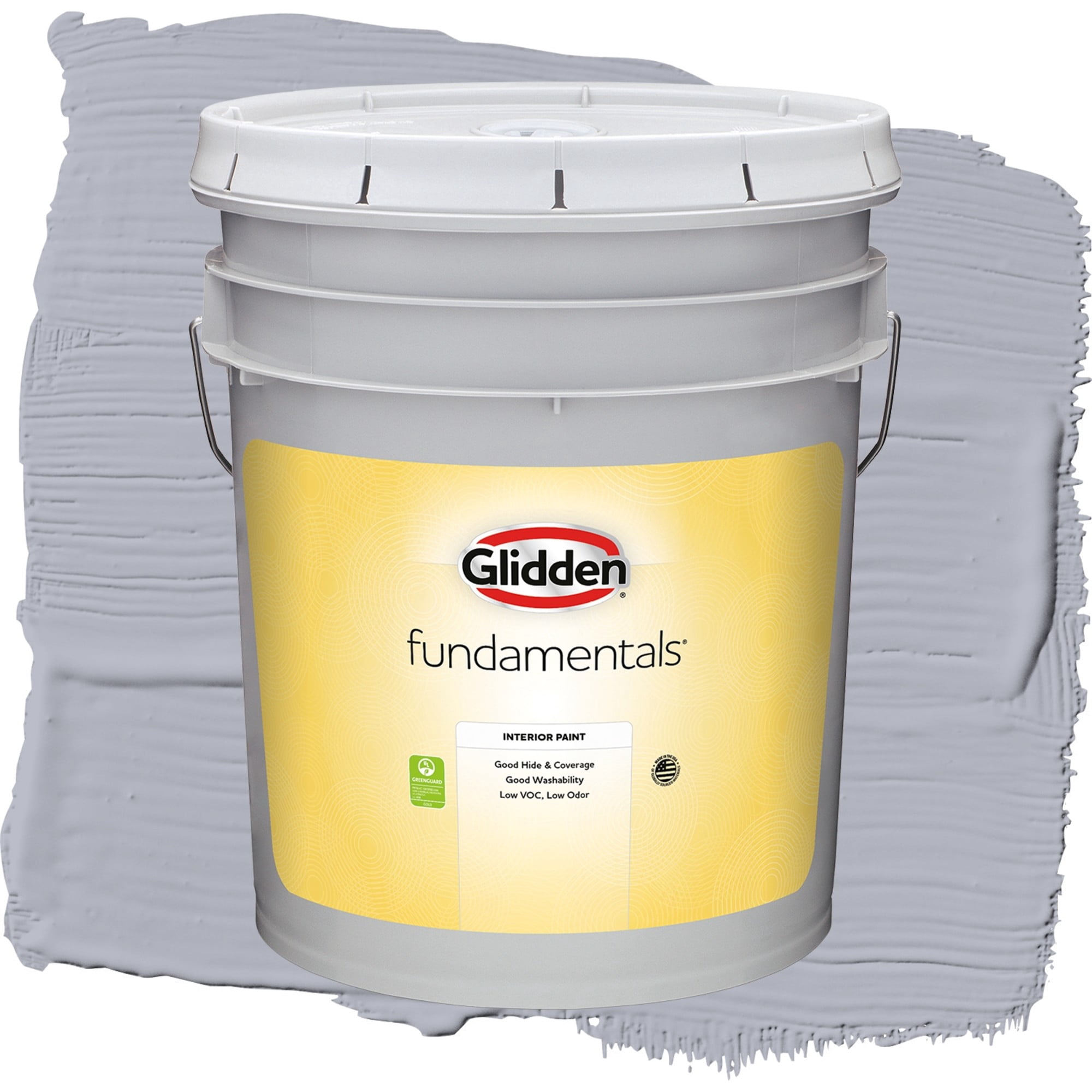 Glidden Fundamentals Glistening Gray Semi Gloss Interior Paint and Primer, 5 Gallons