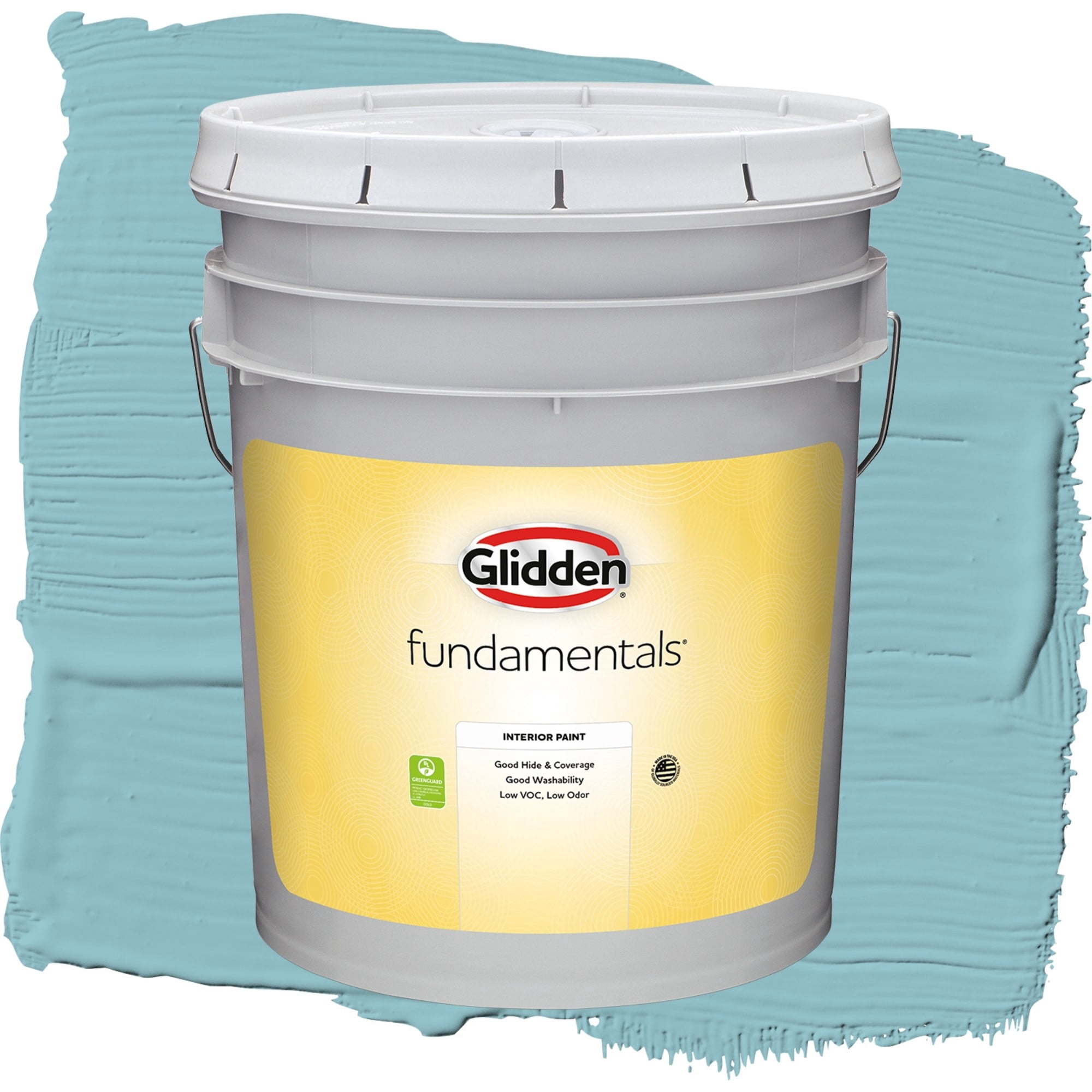 Glidden Fundamentals Kingston Aqua Semi Gloss Interior Paint and Primer, 5 Gallons