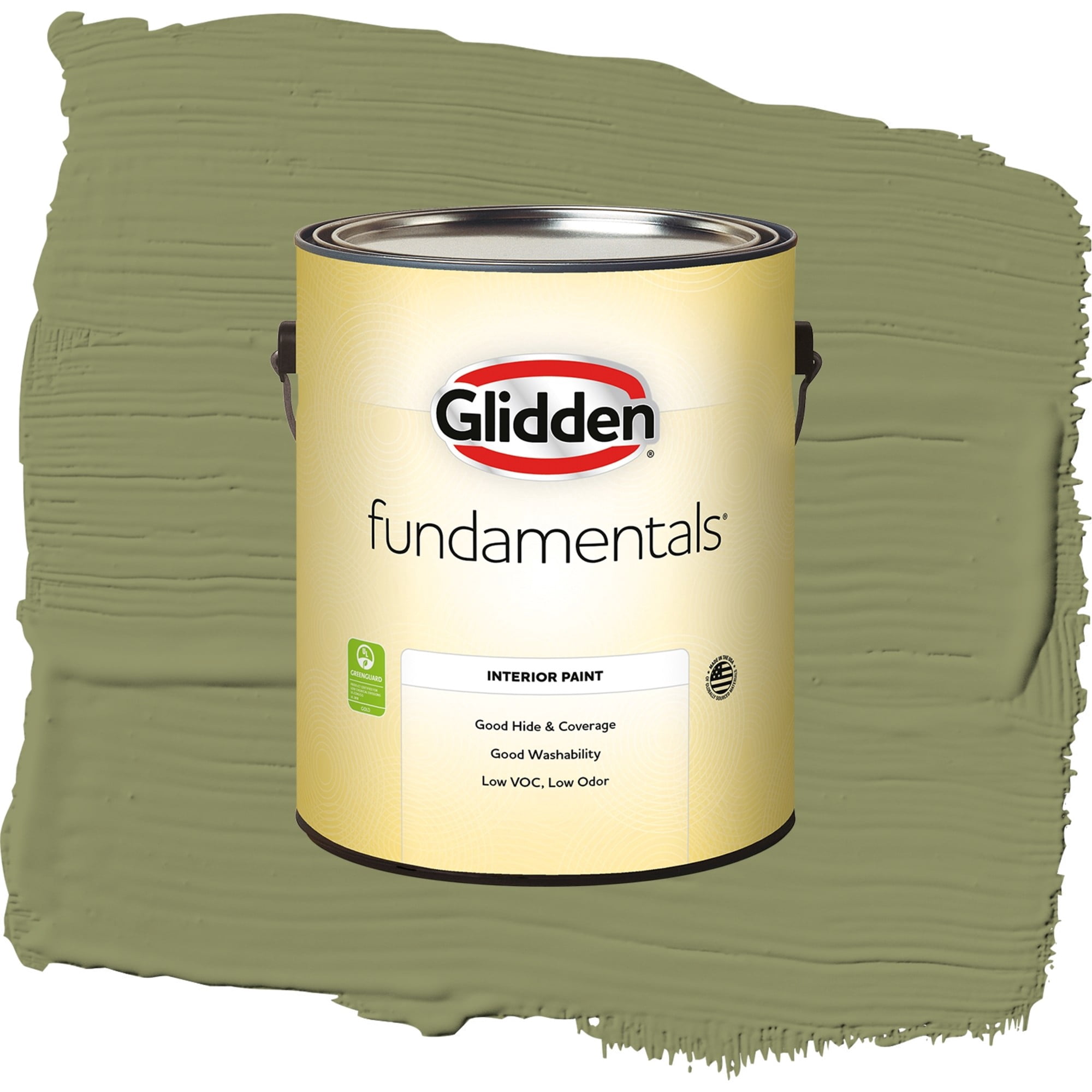 Glidden Fundamentals Paid in Full / Green, Flat Interior Paint, 1 Gallon