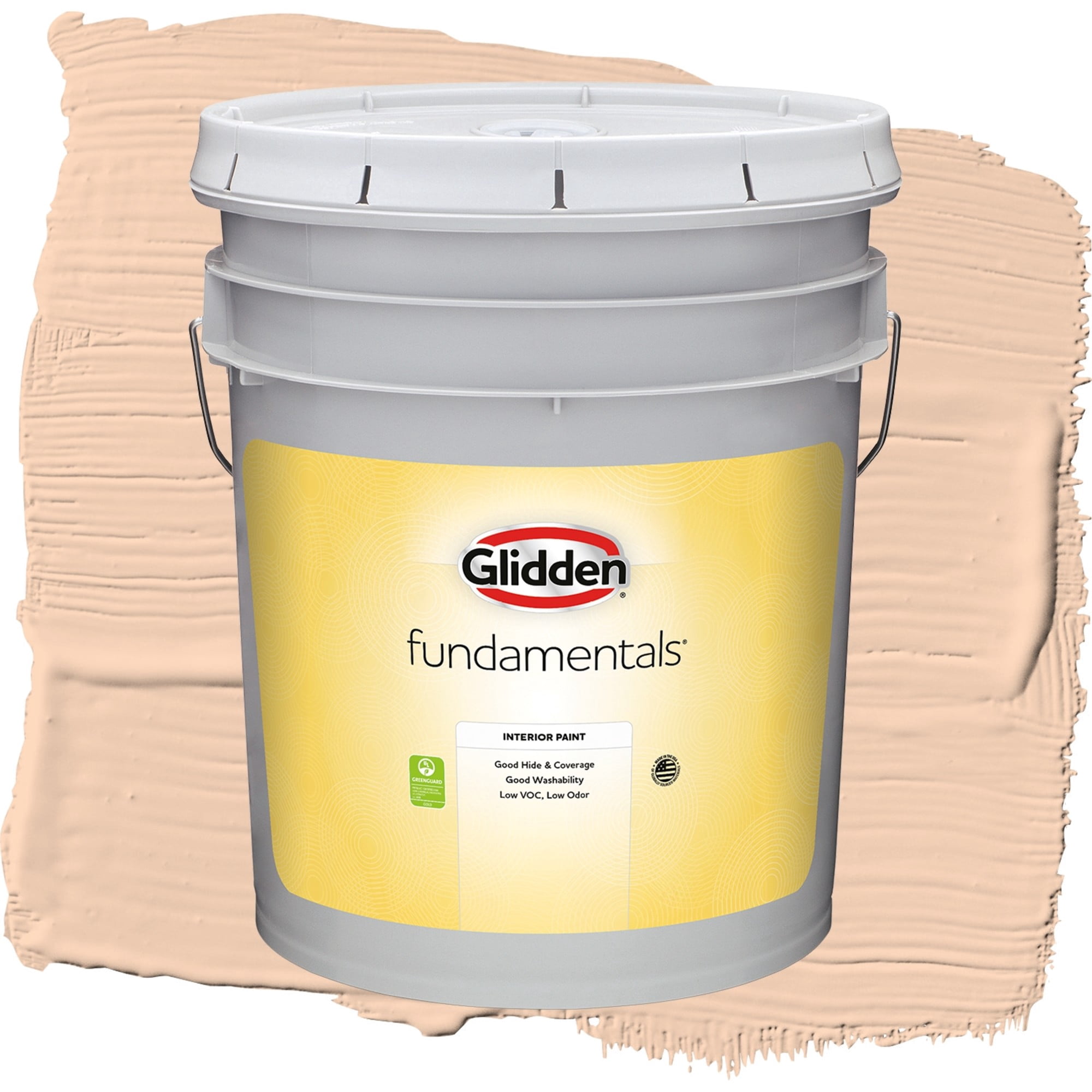 Glidden Fundamentals Peach Darling Semi Gloss Interior Paint and Primer, 5 Gallons