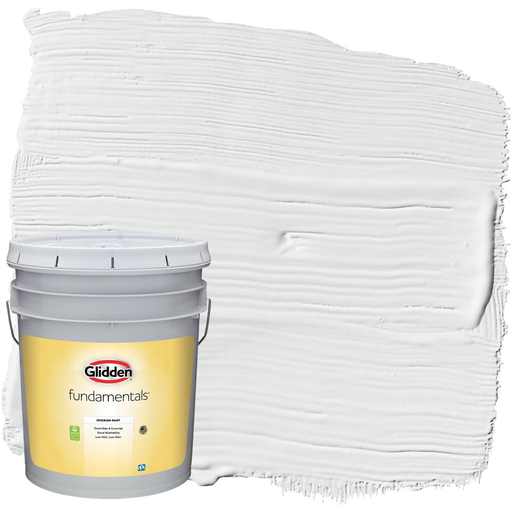 Glidden Fundamentals Radisson / White Semi-Gloss Interior Paint, 5 Gallon