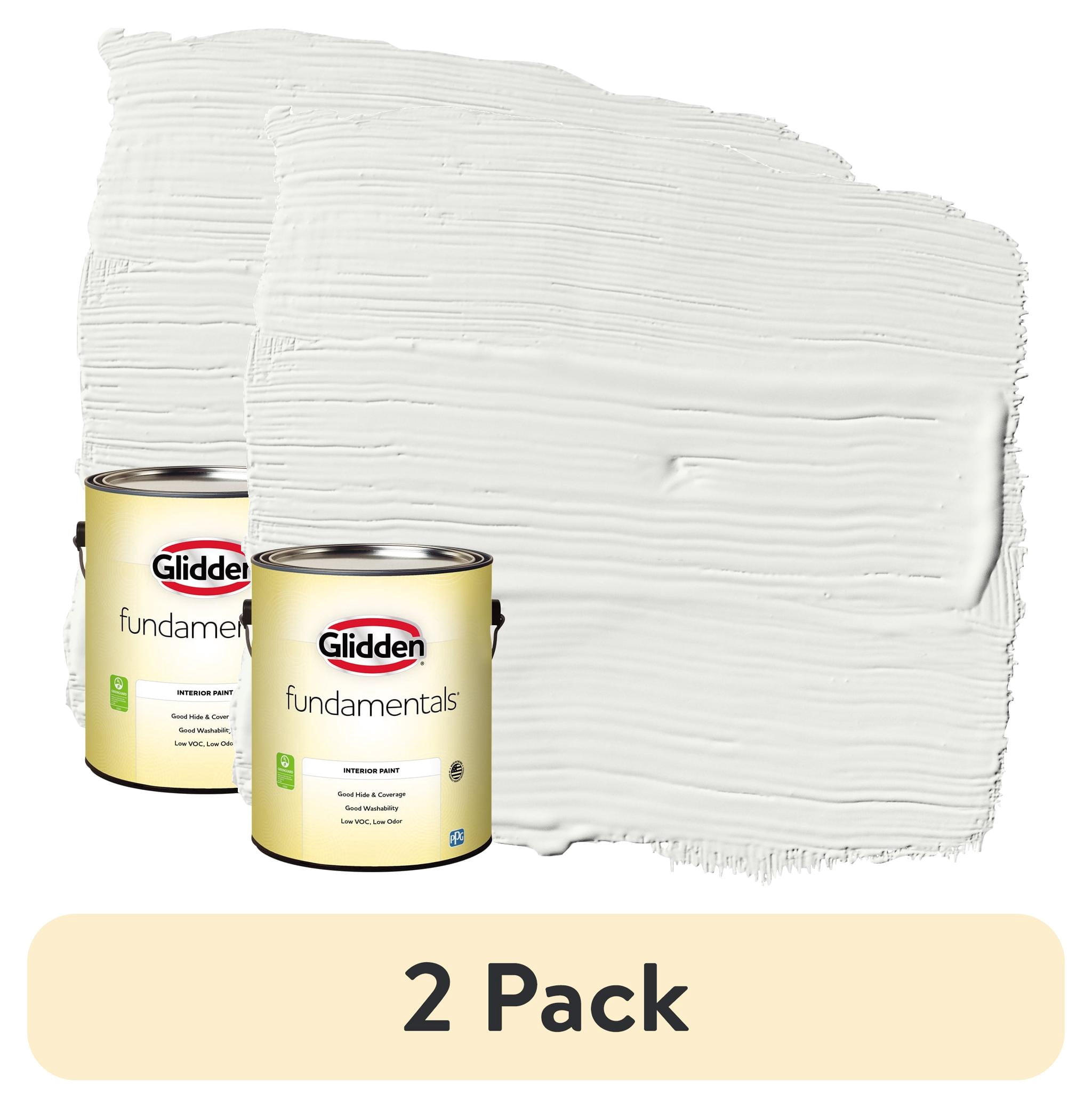 (2 pack) Glidden Fundamentals Interior Paint White / , Eggshell, 1 Gallon