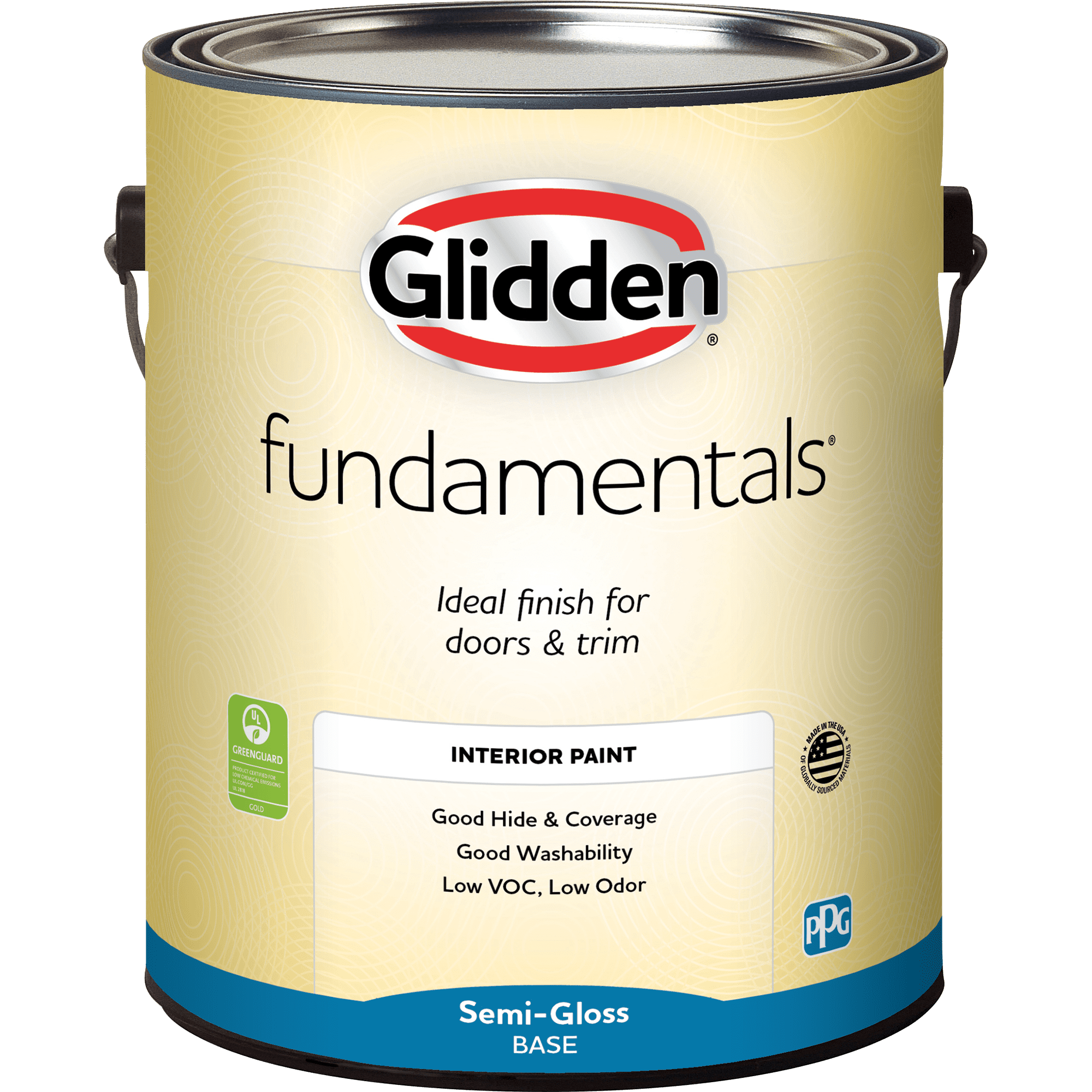 Glidden Fundamentals Interior Wall Paint, Tintable, SemiGloss, 1