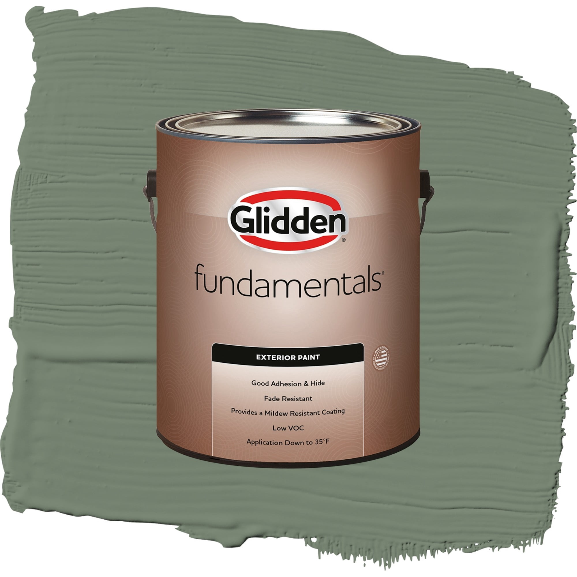 Glidden Fundamentals Lottery Winnings / Green, Satin Exterior Paint, 1 Gallon
