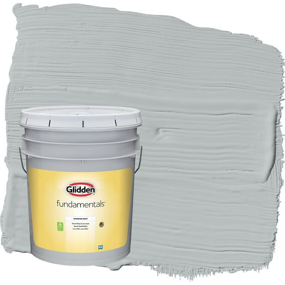 Glidden Fundamentals Maiden Mist / Gray Flat Interior Paint, 5 Gallon