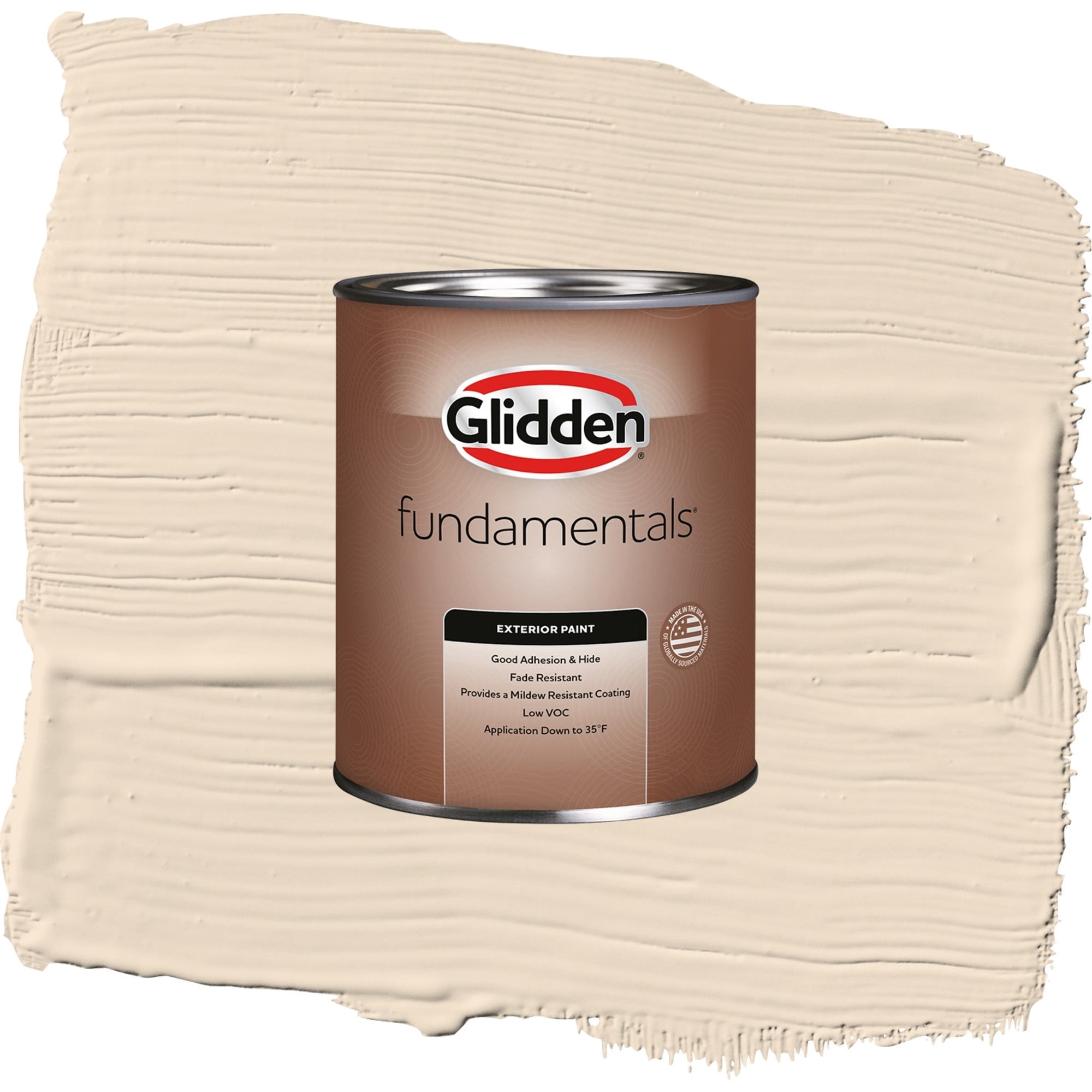 Glidden Fundamentals Oatmeal Cookie / Beige, Flat Exterior Paint, 1 Quart