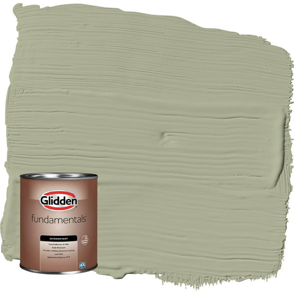 Glidden Fundamentals Olive Sprig / Green Satin Exterior Paint, 1 Quart