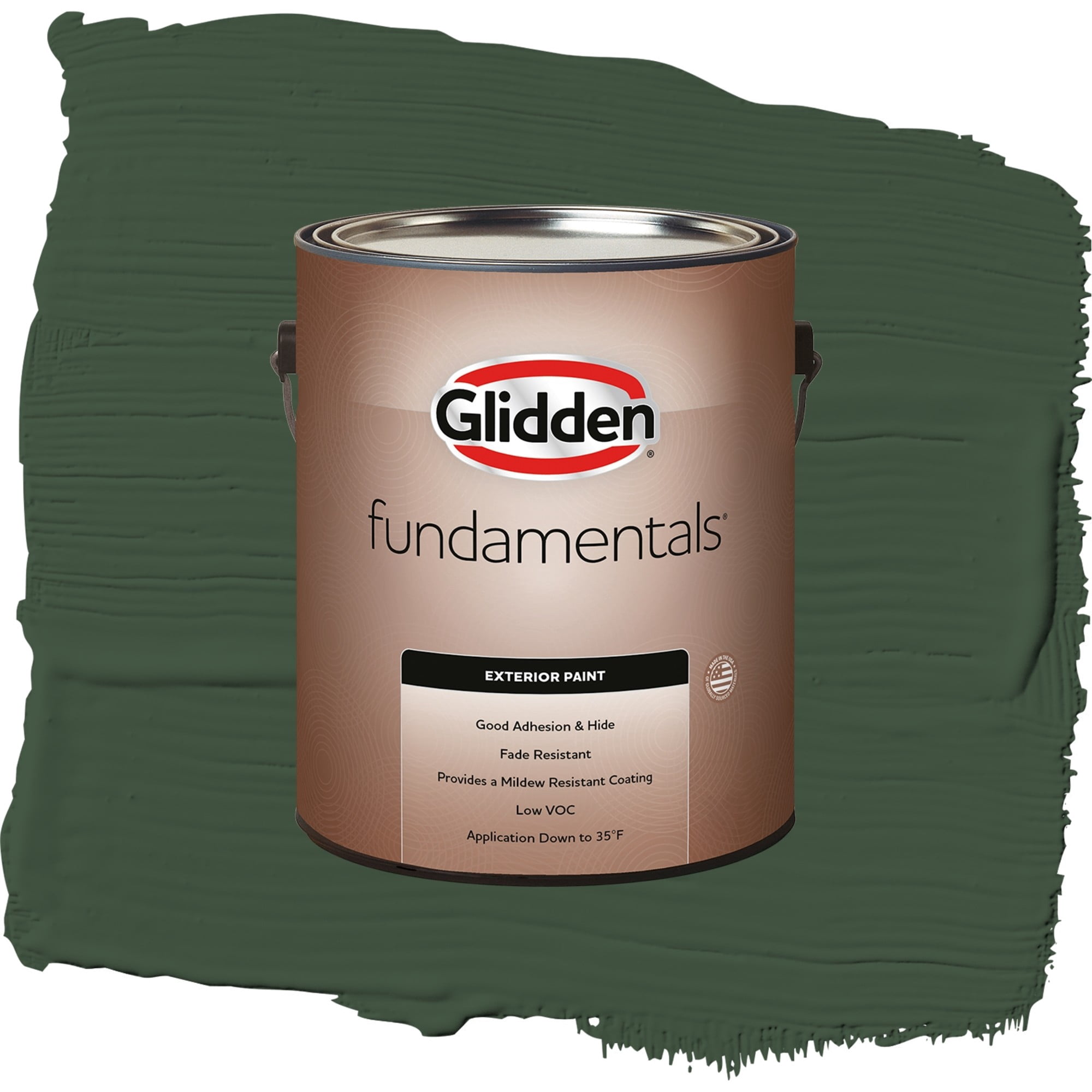 Glidden Fundamentals Pine Forest / Green, Satin Exterior Paint, 1 Gallon