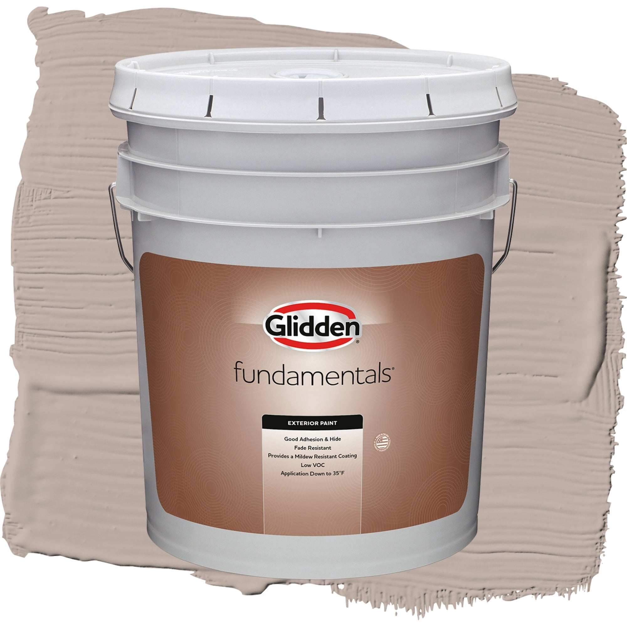 Glidden Fundamentals Thumper / Beige, Satin Exterior Paint, 5 Gallon