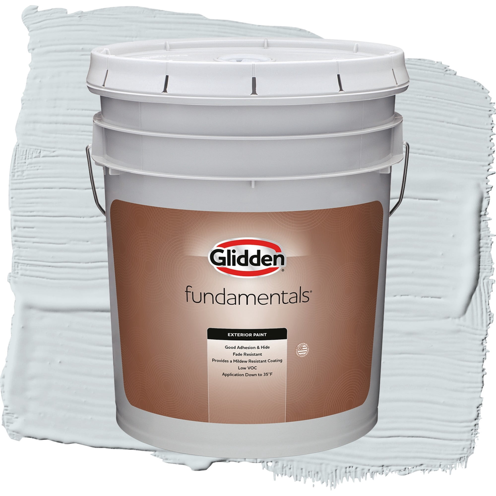 Glidden Fundamentals Tinsel Satin Exterior Paint and Primer, 5 Gallons