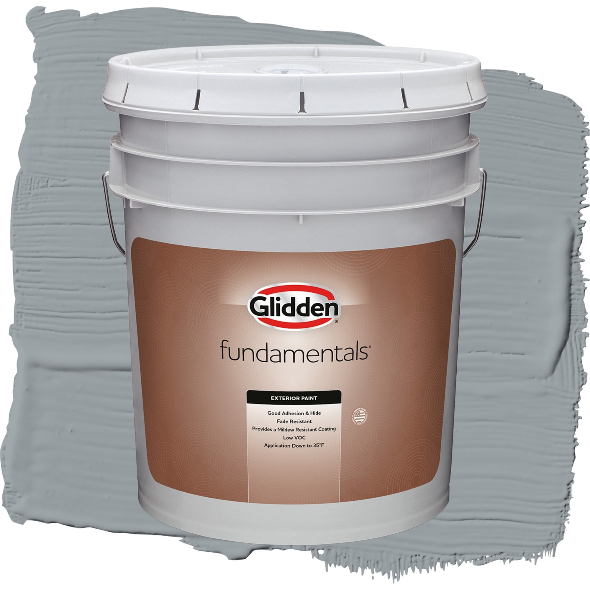 Glidden Fundamentals UFO / Gray, Satin Exterior Paint, 5 Gallon