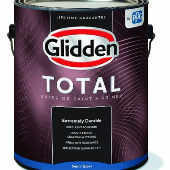 Glidden GLTEX30DB01Total Exterior Paint + Primer Semi-Gloss Opaque Household Paint & Stain, 1 gal
