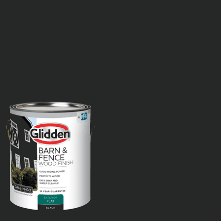 Glidden Grab-N-Go Barn & Fence Wood Exterior Paint Flat, Black, 1 Gallon
