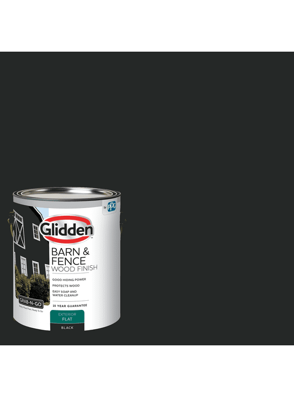 Glidden Grab-N-Go Barn & Fence Wood Exterior Paint Flat, Black, 1 Gallon