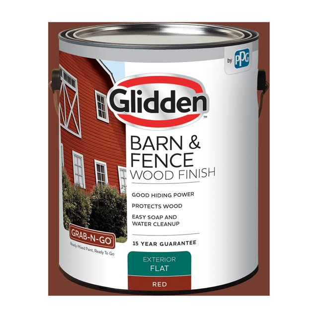 Glidden GrabNGo Barn & Fence Wood Exterior Paint Flat, Red, 1 Gallon