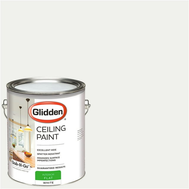 Glidden GrabNGo Interior Ceiling Paint Flat, White, 1 Gallon