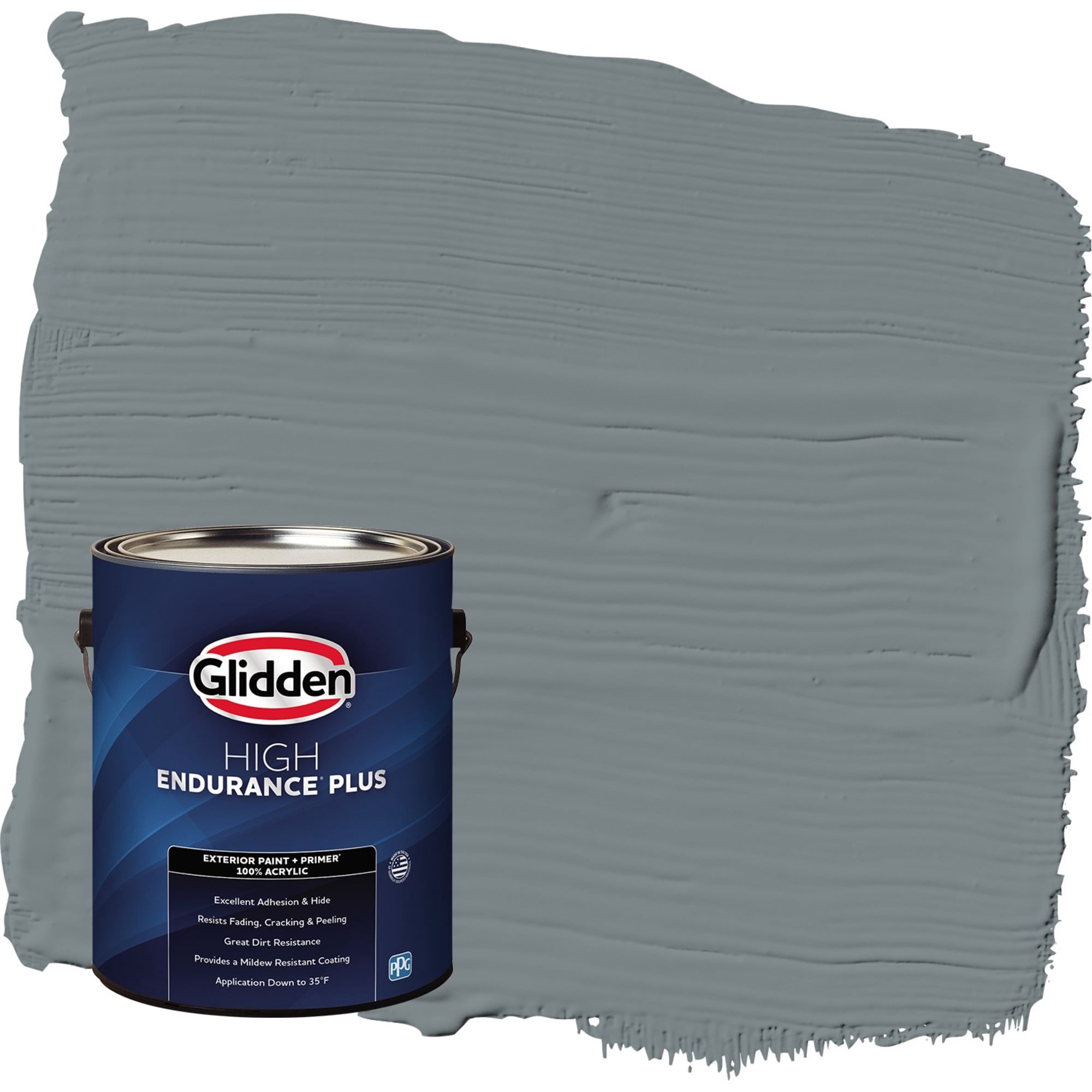 Glidden HEP Garrison Gray / Grey Semi-Gloss Exterior Paint with Primer, 1 Gallon