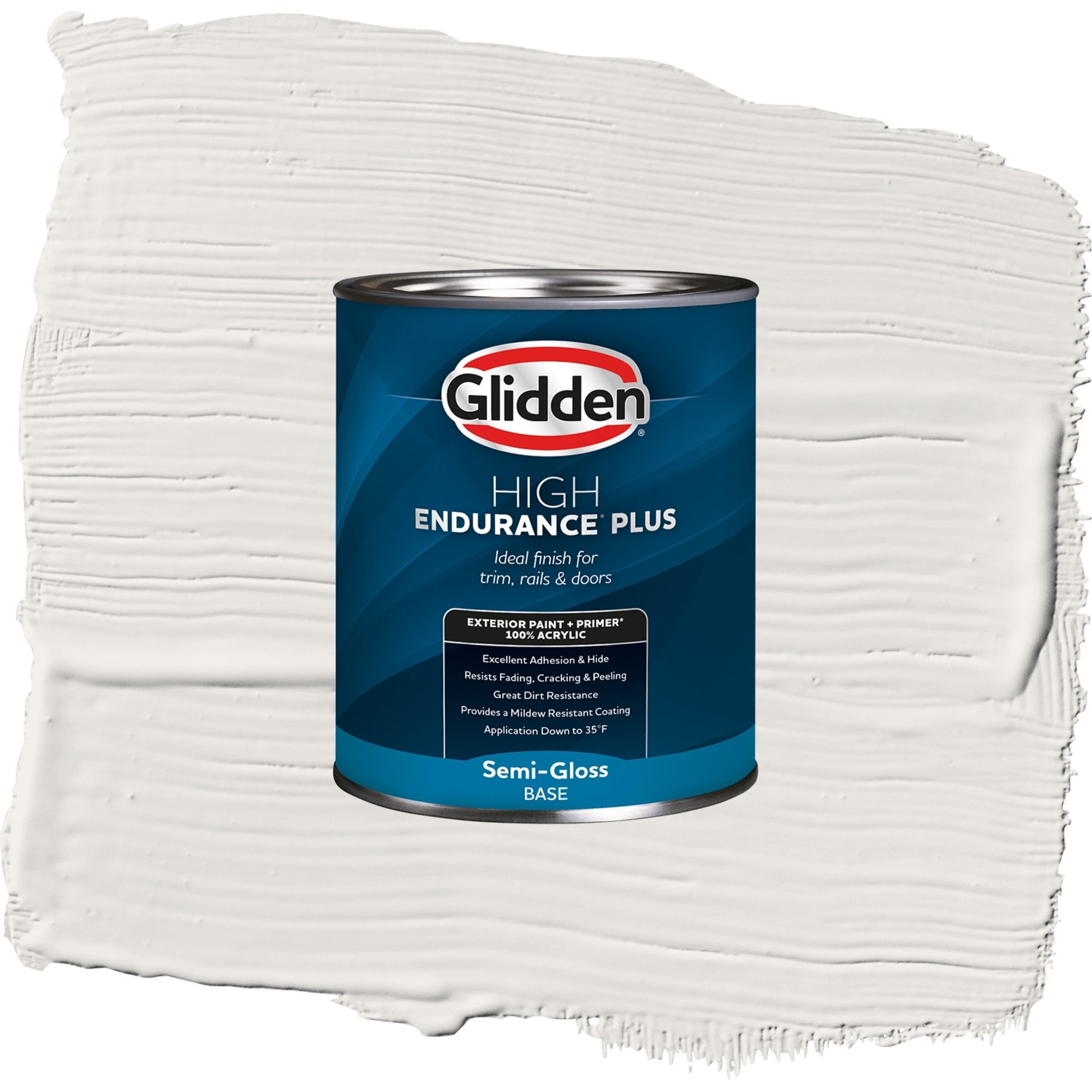 Glidden High Endurance Plus Arctic Cotton Semi Gloss Exterior Paint and Primer, 1 Quart