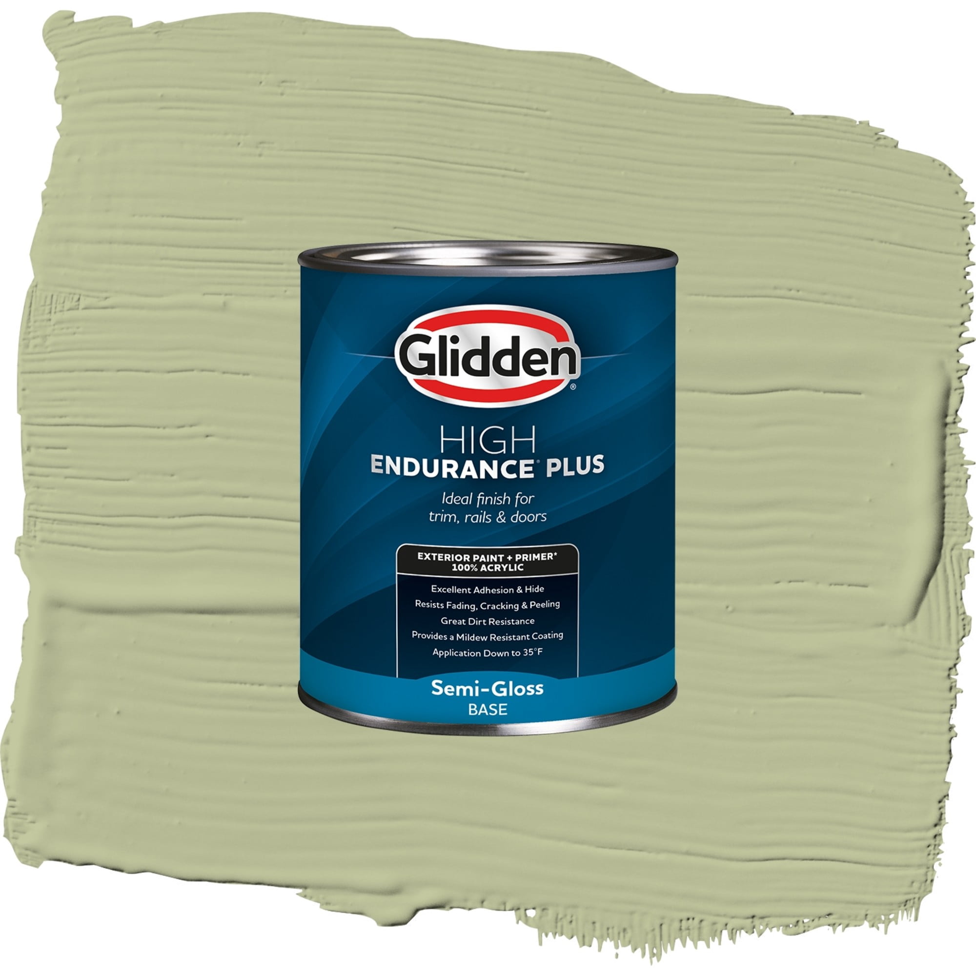 Glidden High Endurance Plus Bahia Grass Semi Gloss Exterior Paint and Primer, 1 Quart