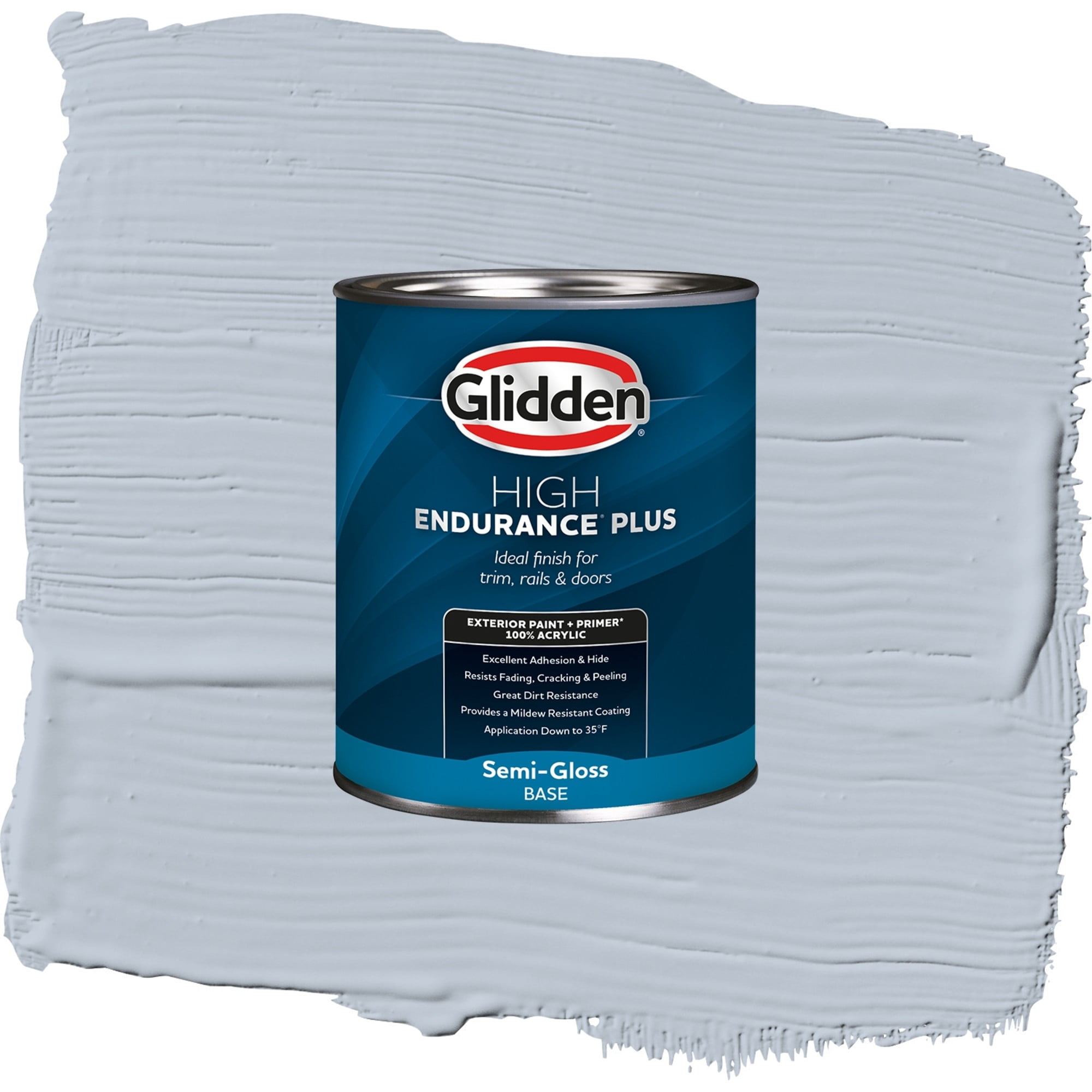 Glidden High Endurance Plus Blue Dolphin Semi Gloss Exterior Paint and Primer, 1 Quart