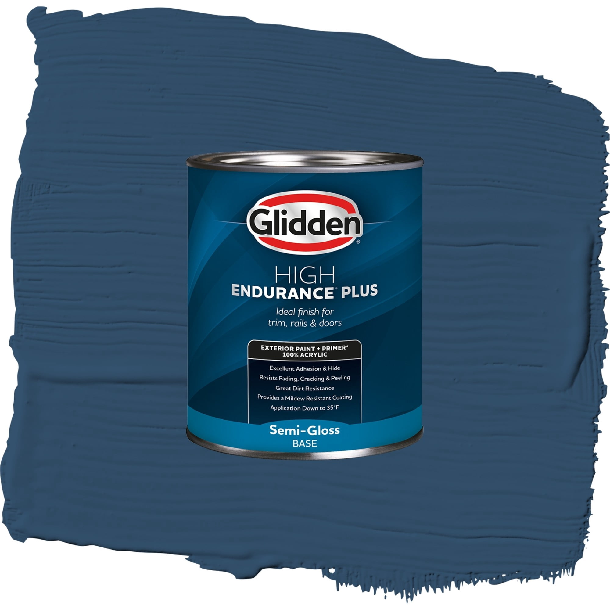 Glidden High Endurance Plus Blueberry Pie Semi Gloss Exterior Paint and Primer, 1 Quart
