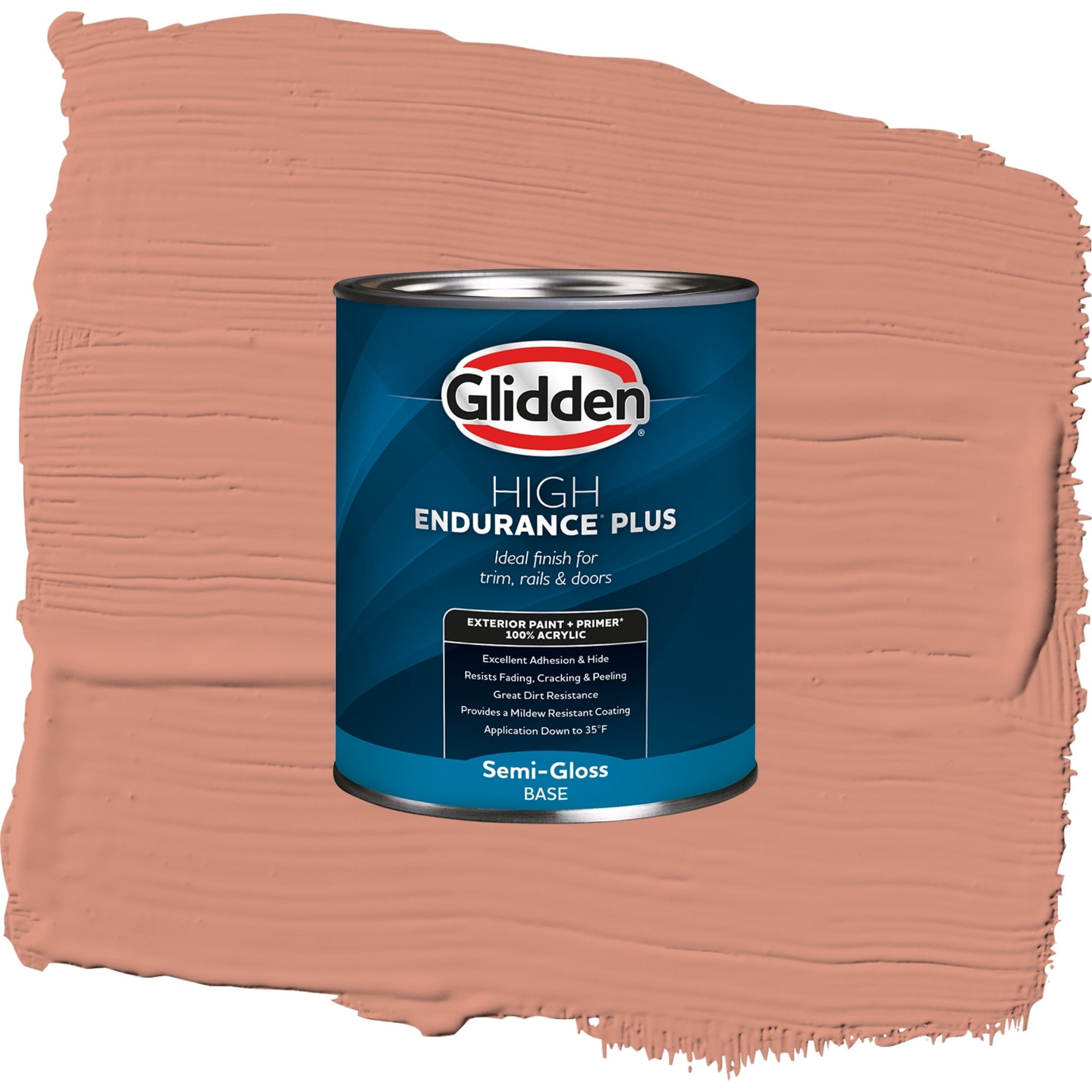 Glidden High Endurance Plus Orange Essential Semi Gloss Exterior Paint and Primer, 1 Quart
