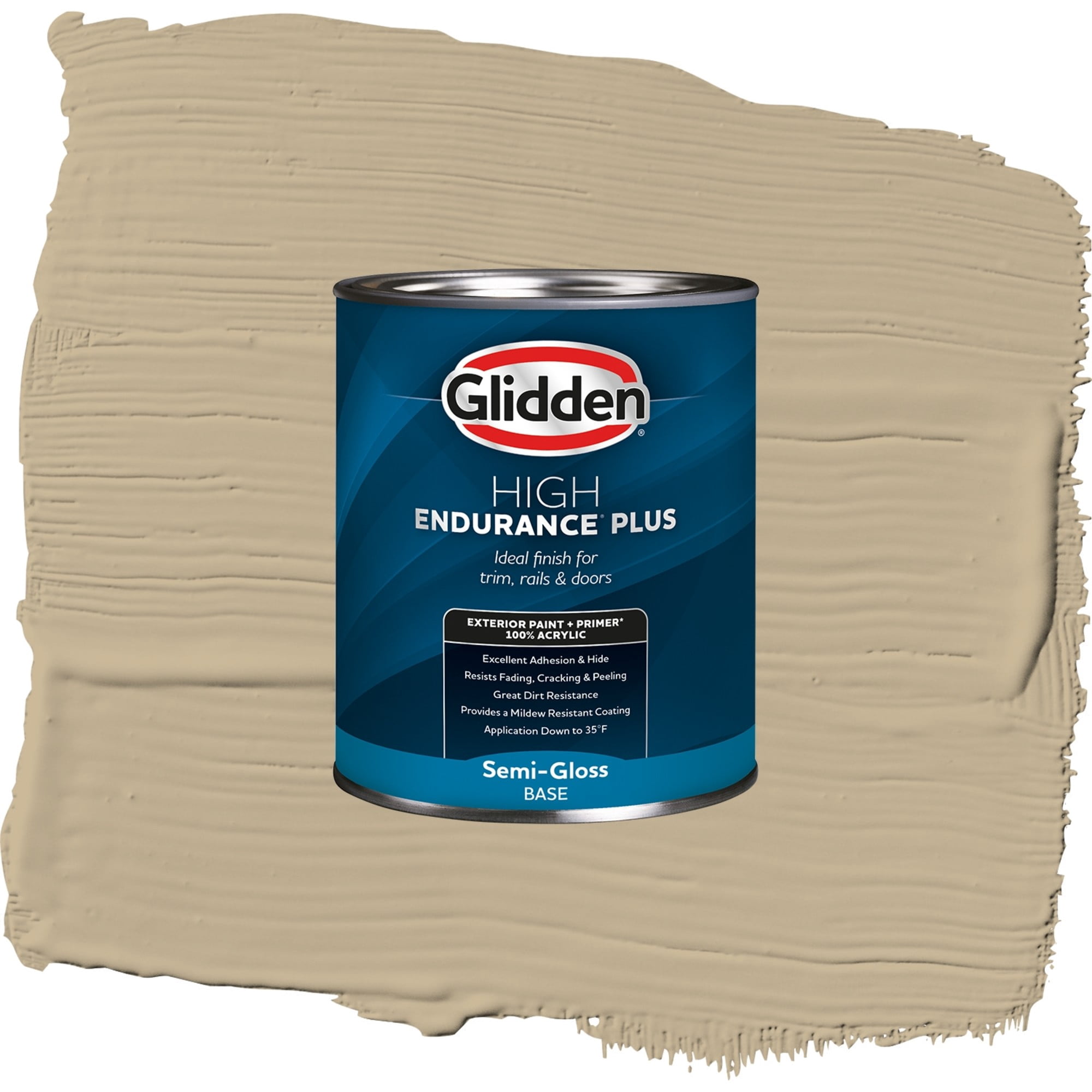 Glidden High Endurance Plus Rock Cliffs Semi Gloss Exterior Paint and Primer, 1 Quart