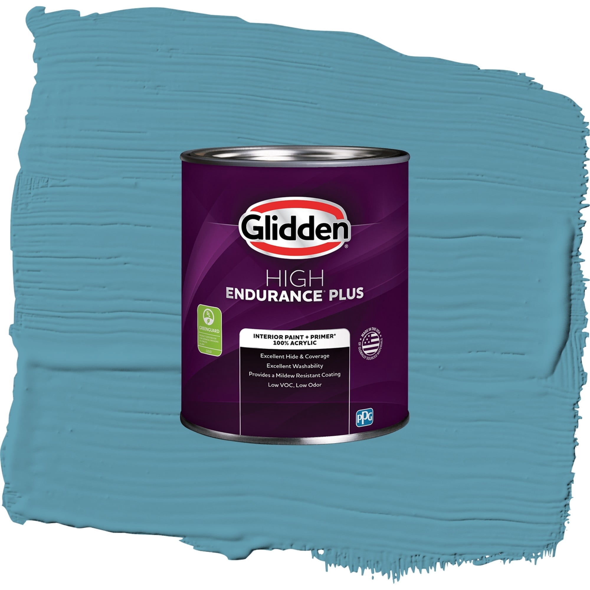 Glidden High Endurance Plus Aqua Blue Flat Interior Paint and Primer, 1 Quart