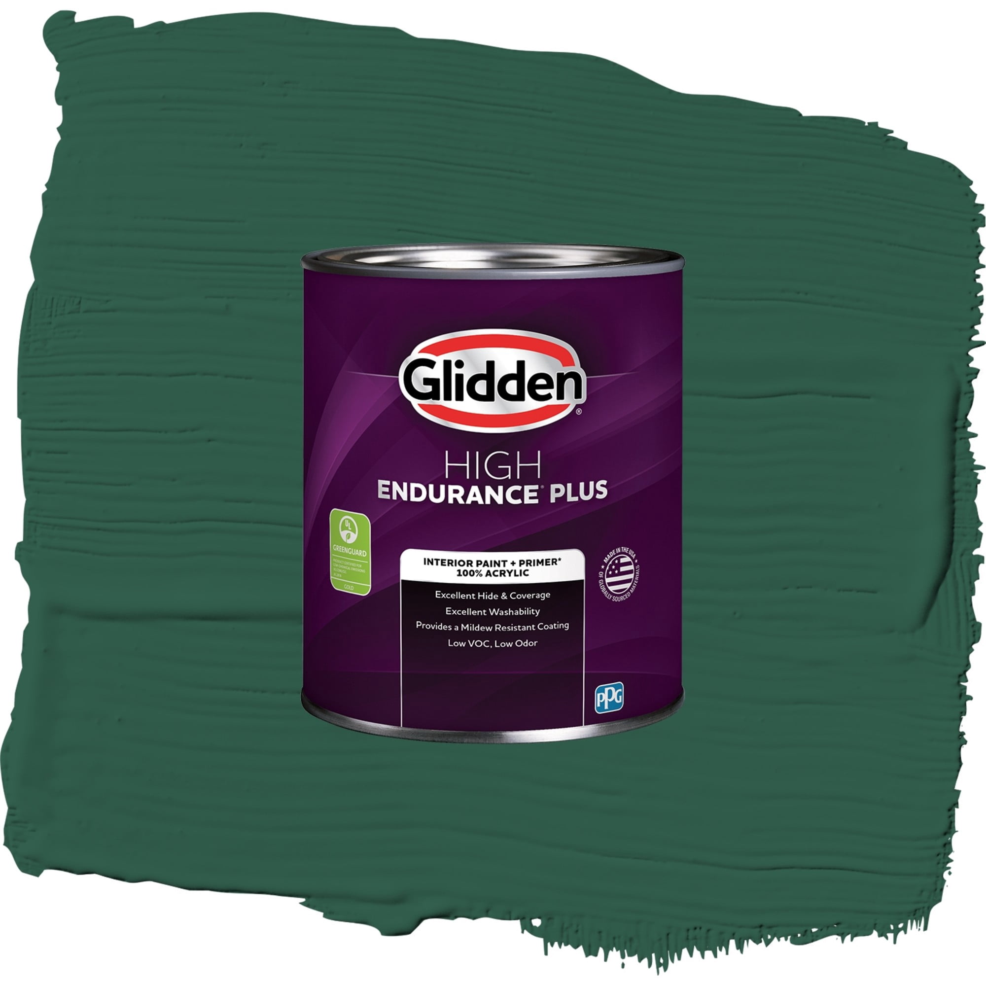 Glidden High Endurance Plus Billiard Green Eggshell Interior Paint and Primer, 1 Quart