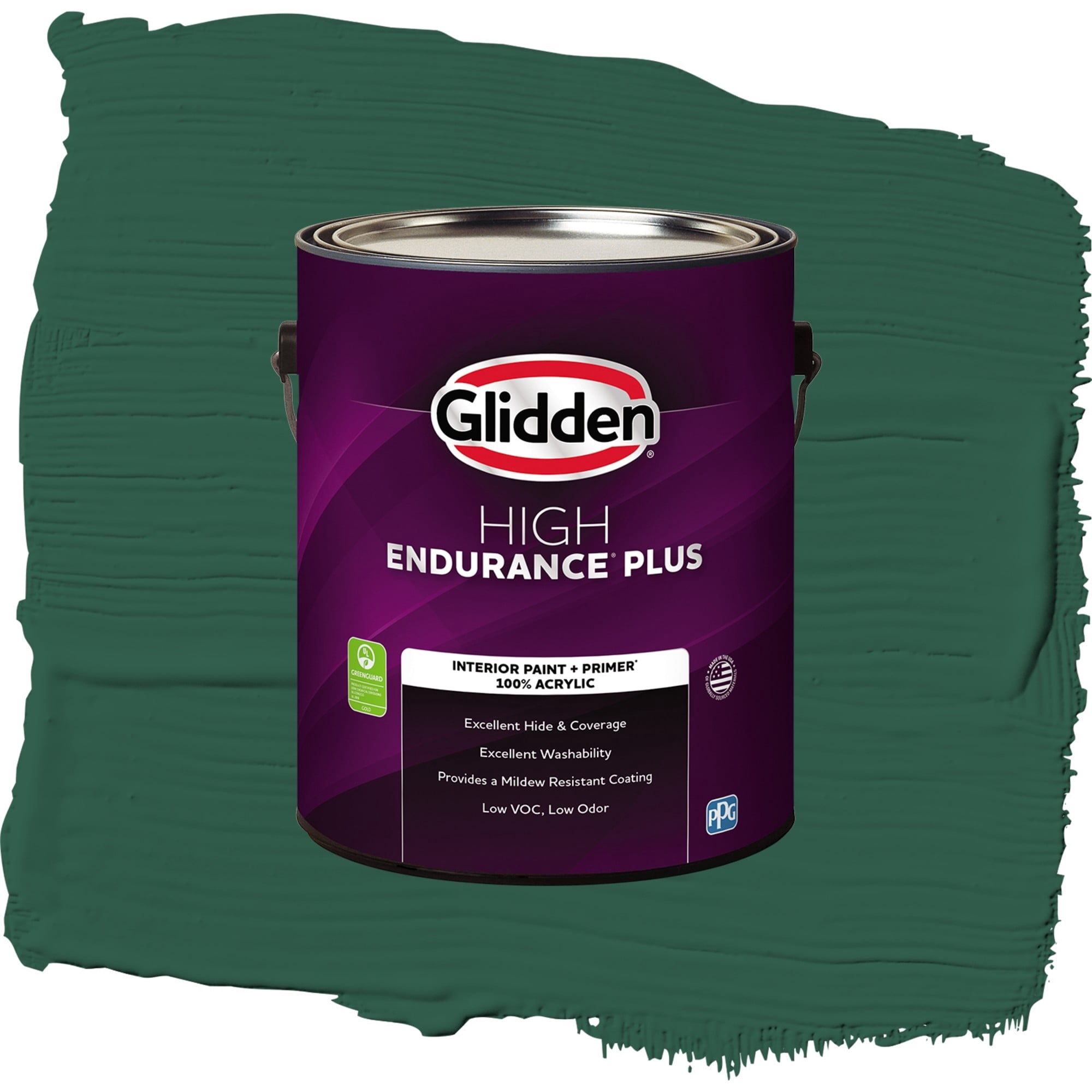 Glidden High Endurance Plus Billiard Green Flat Interior Paint and Primer, 1 Gallon