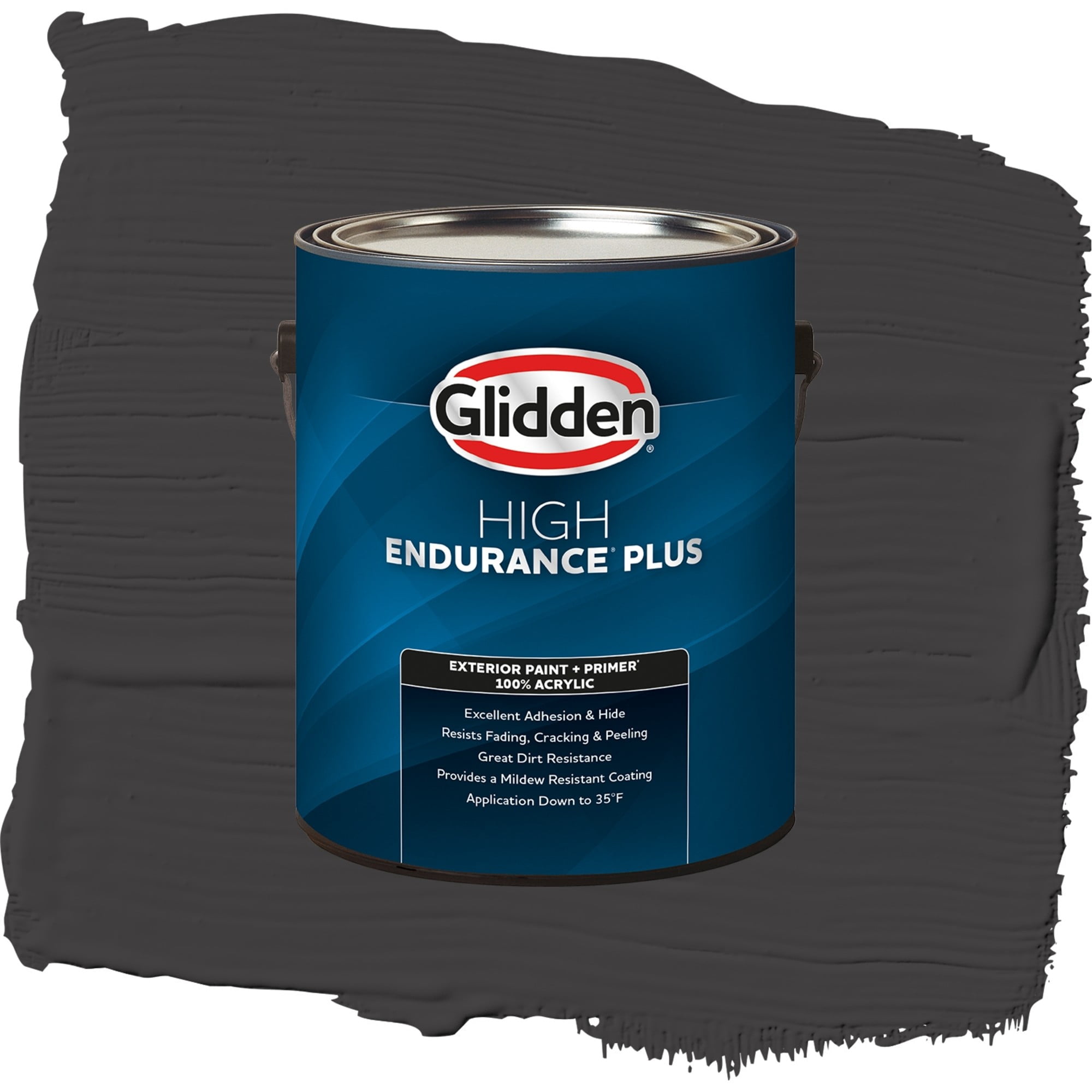 Glidden High Endurance Plus Black Magic Satin Exterior Paint and Primer, 1 Gallon
