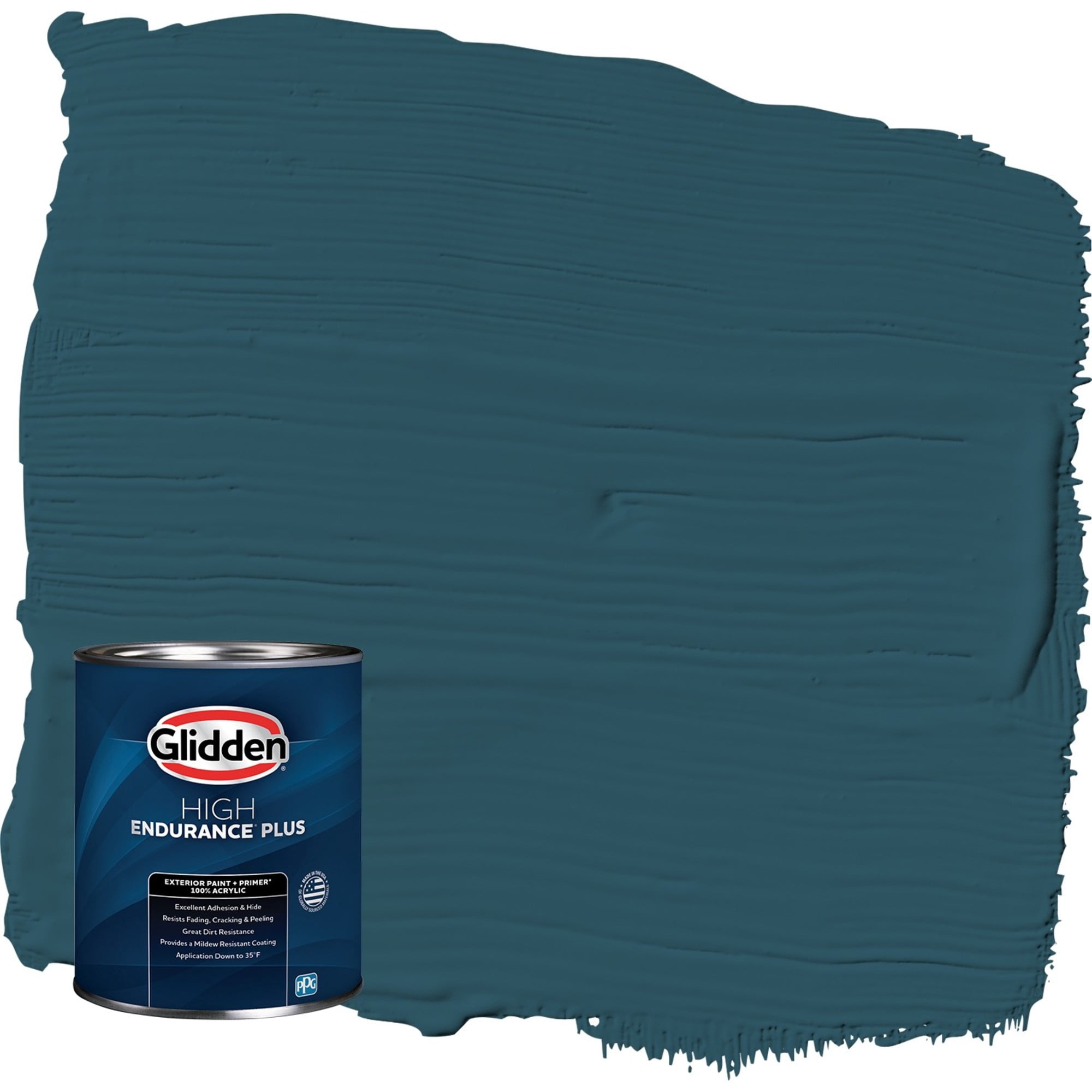 Glidden HEP Blue Bayberry / Green Satin Exterior Paint with Primer, 1 Quart