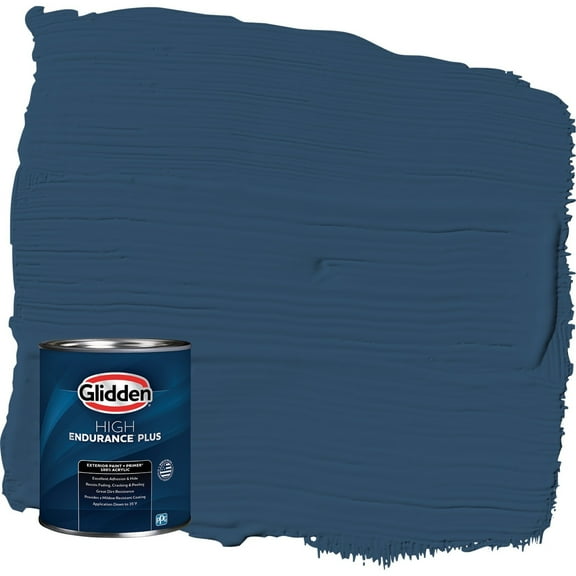 Glidden HEP Blueberry Pie / Blue Satin Exterior Paint with Primer, 1 Quart