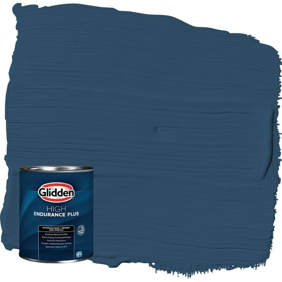 Glidden HEP Blueberry Pie / Blue Satin Exterior Paint with Primer, 1 Quart