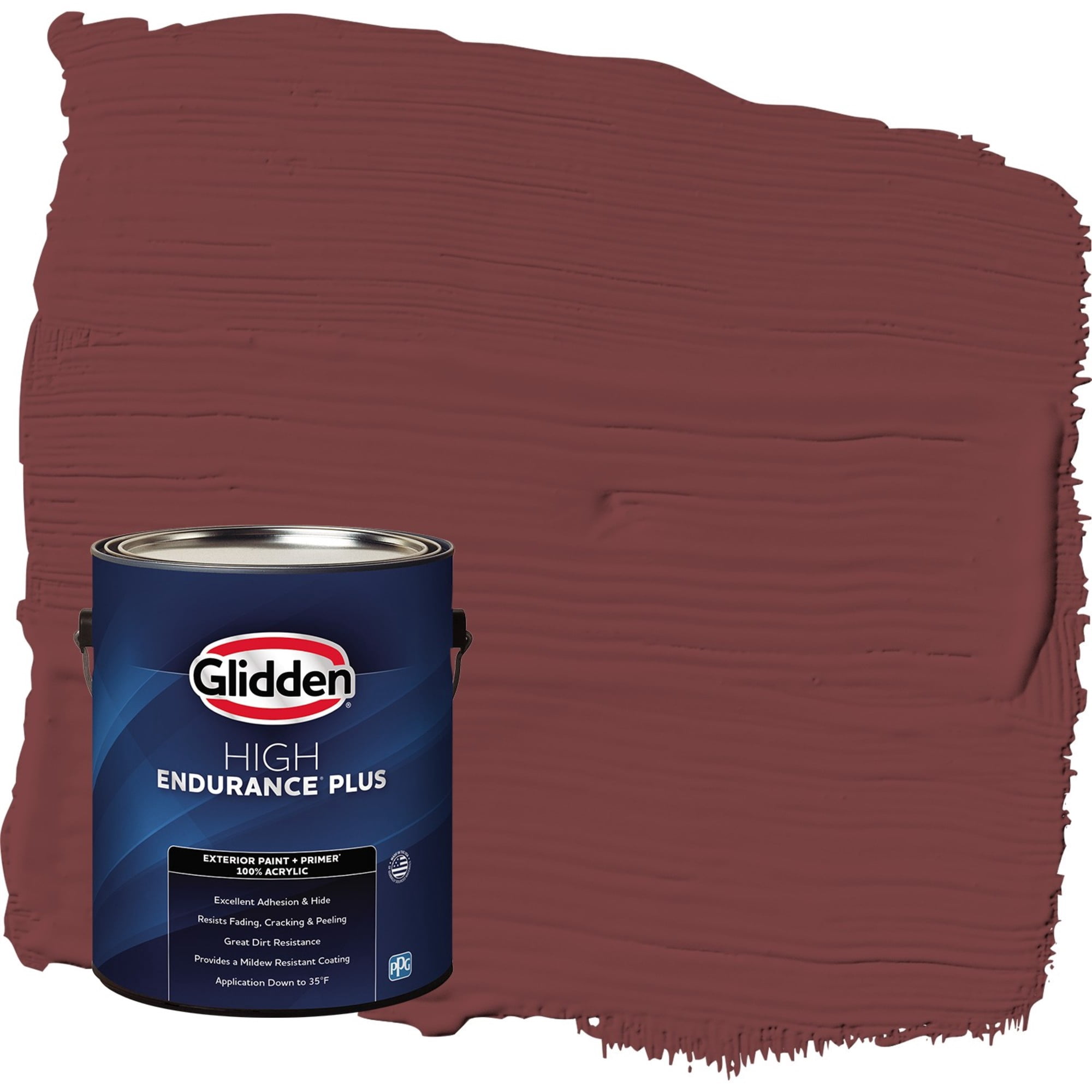 Glidden HEP Bordeaux / Red Satin Exterior Paint with Primer, 1 Gallon