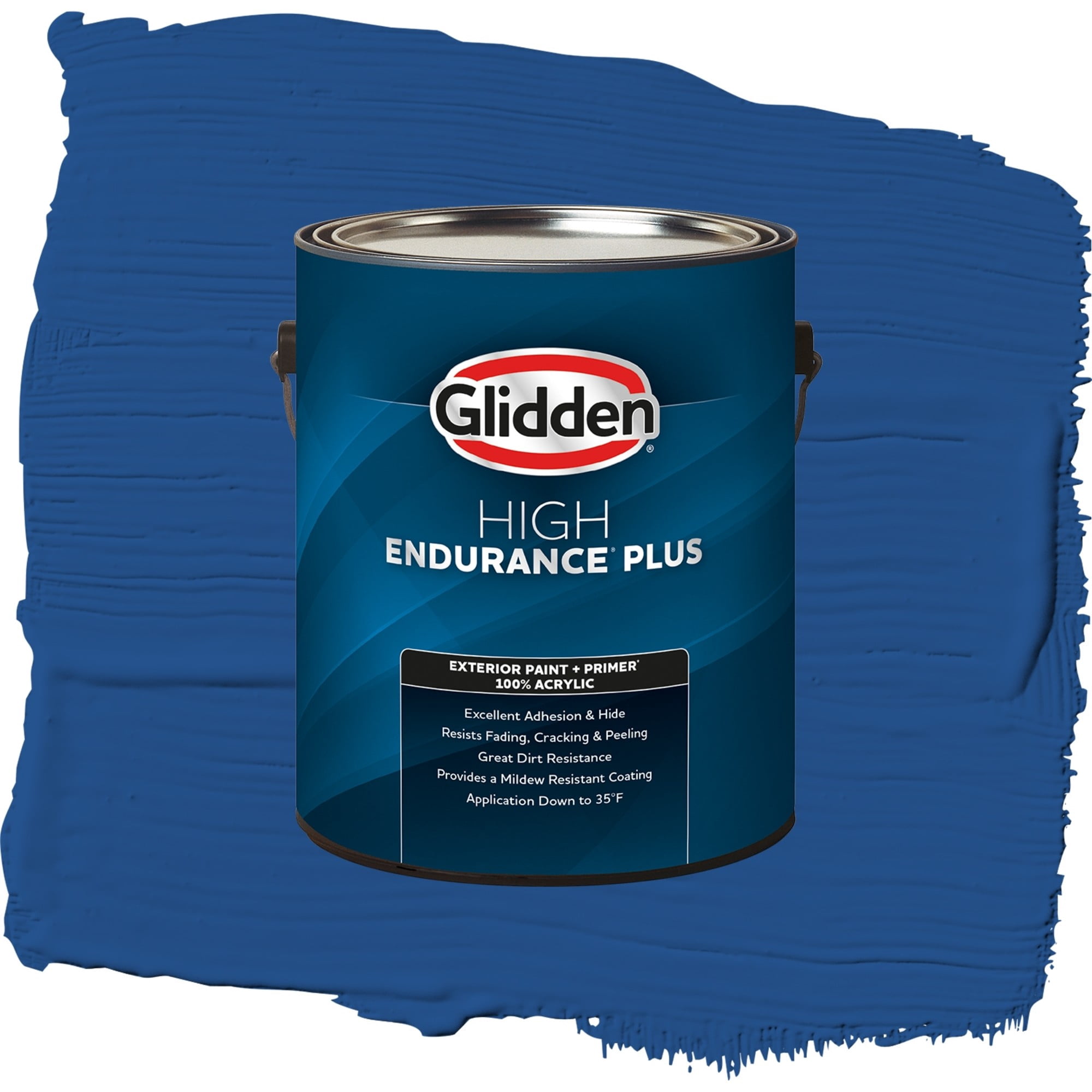 Glidden High Endurance Plus Brilliant Blue Satin Exterior Paint and Primer, 1 Gallon