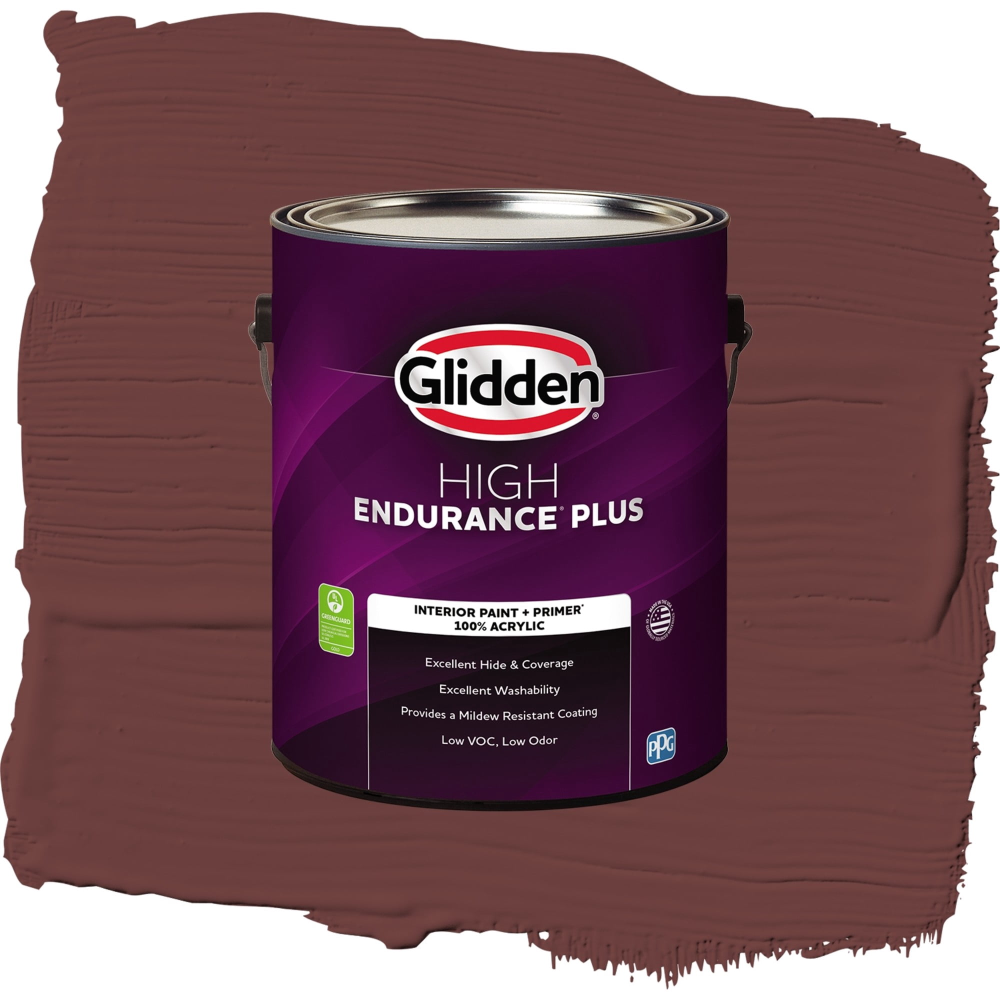 Glidden High Endurance Plus Burgundy Wine Flat Interior Paint and Primer, 1 Gallon