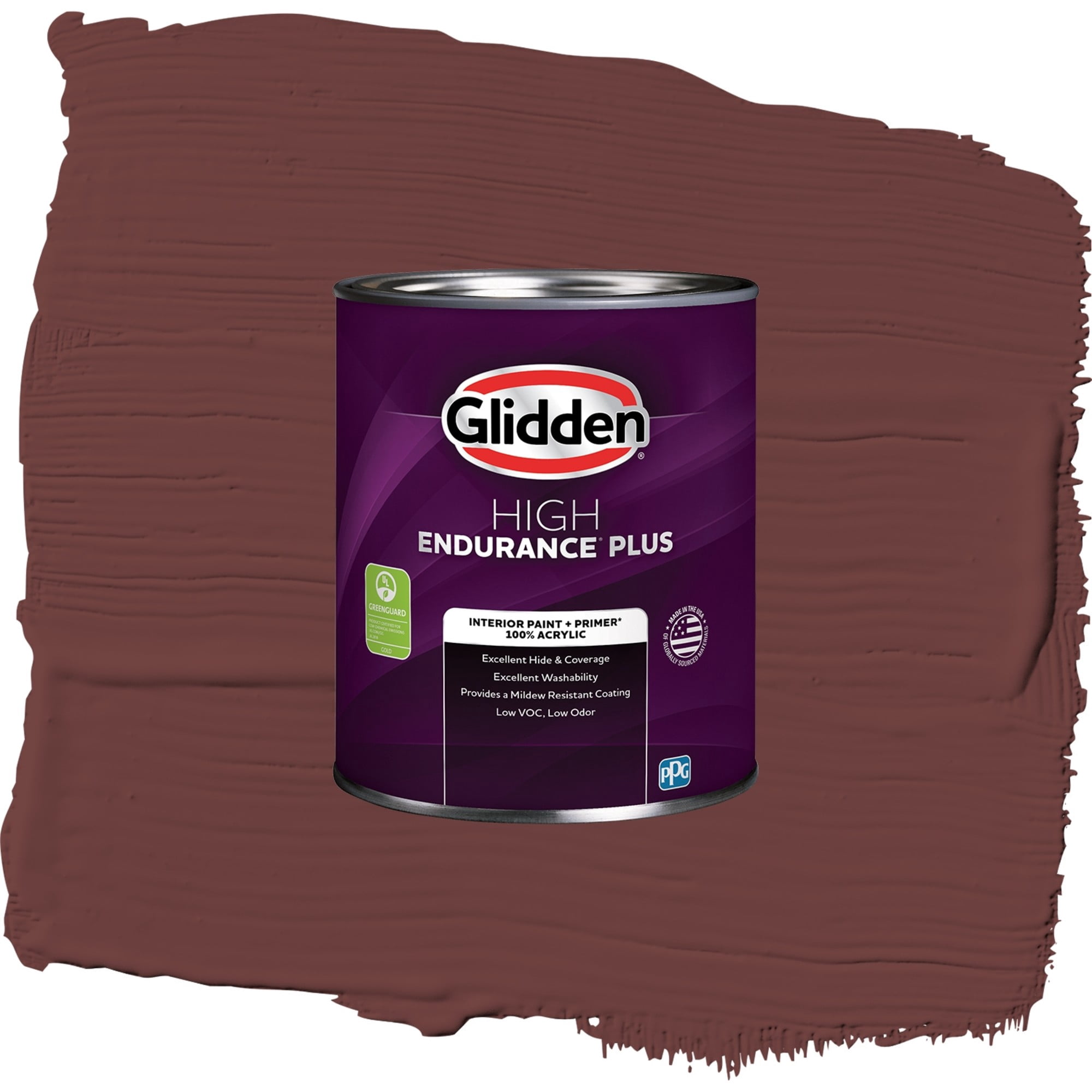 Glidden High Endurance Plus Burgundy Wine Flat Interior Paint and Primer, 1 Quart