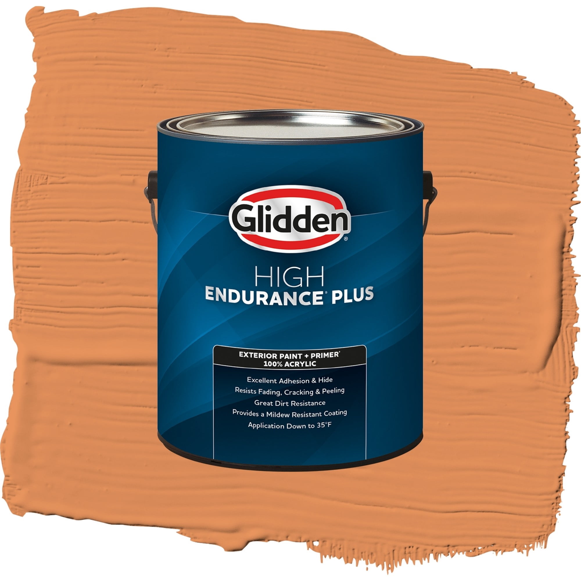Glidden High Endurance Plus Carrot Cake Flat Exterior Paint and Primer, 1 Gallon