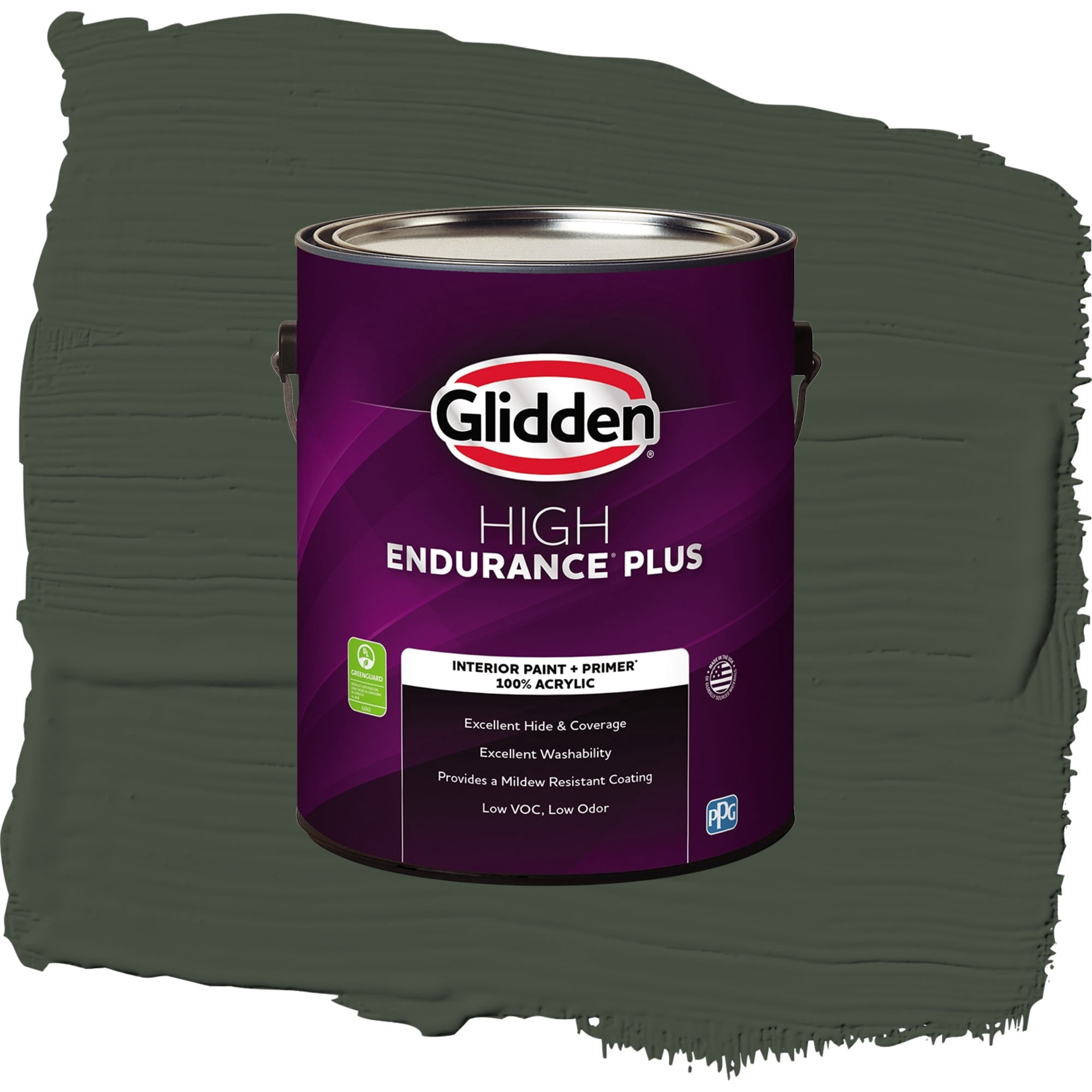 Glidden High Endurance Plus Charcoal Smoke Semi Gloss Interior Paint and Primer, 1 Gallon