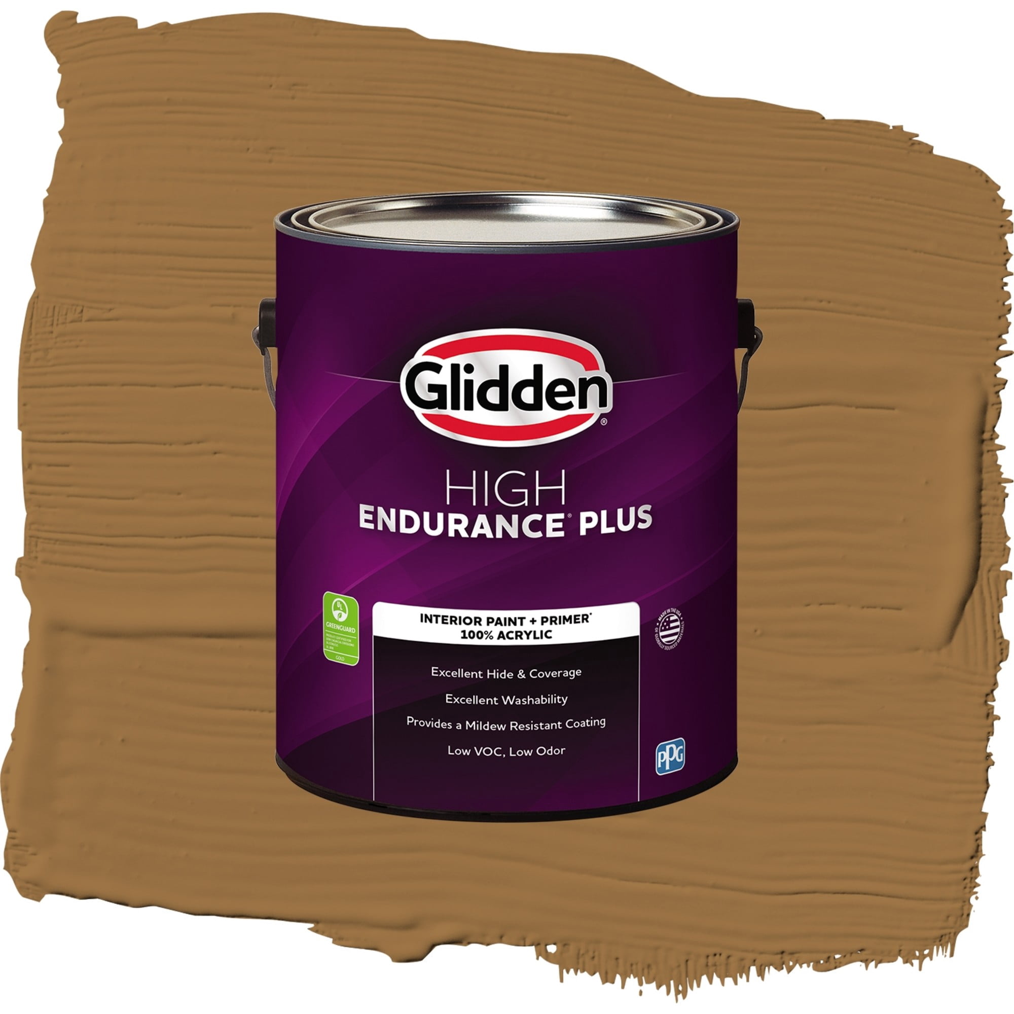 Glidden High Endurance Plus Chewy Caramel Semi Gloss Interior Paint and Primer, 1 Gallon