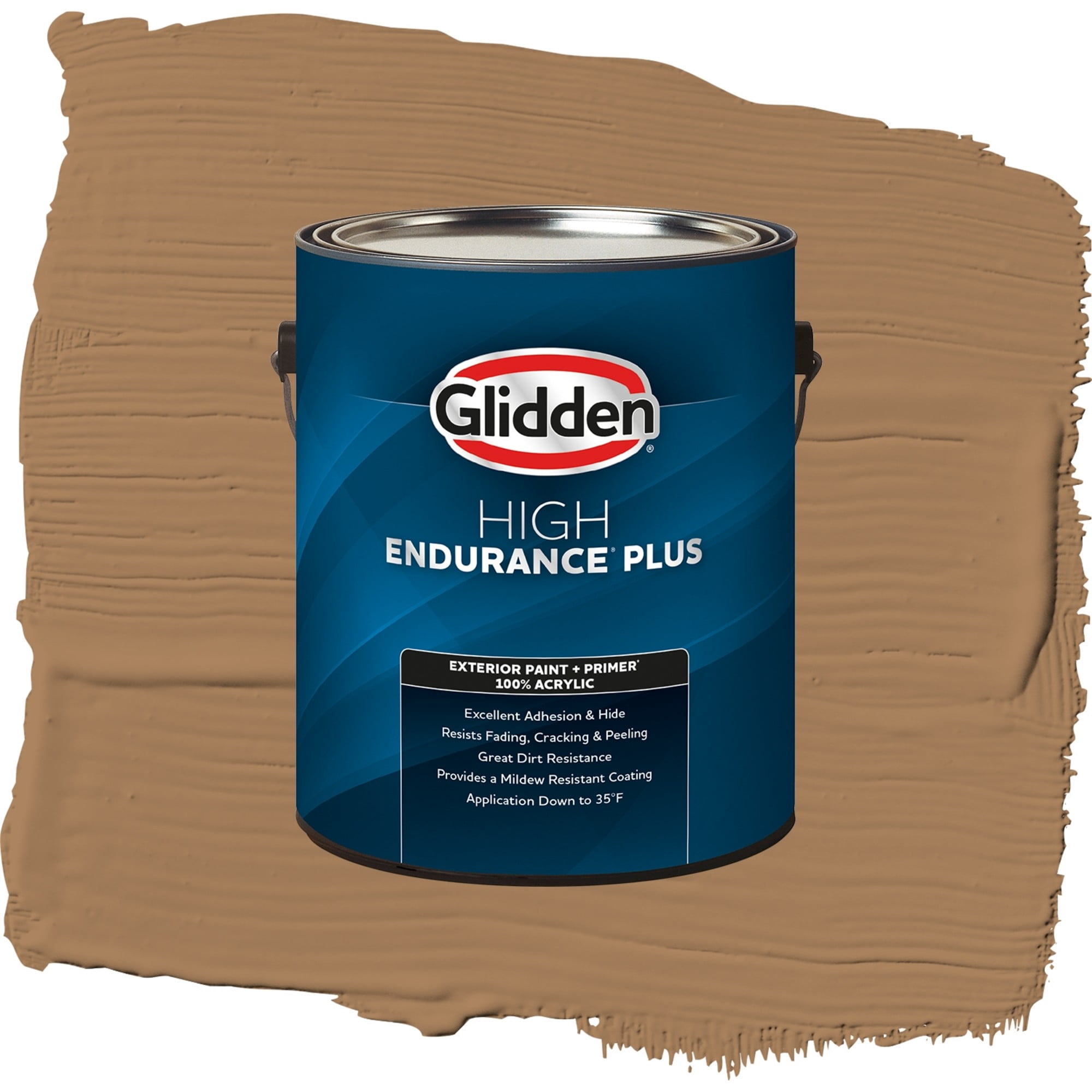 Glidden High Endurance Plus Cinnamon Crunch Satin Exterior Paint and Primer, 1 Gallon